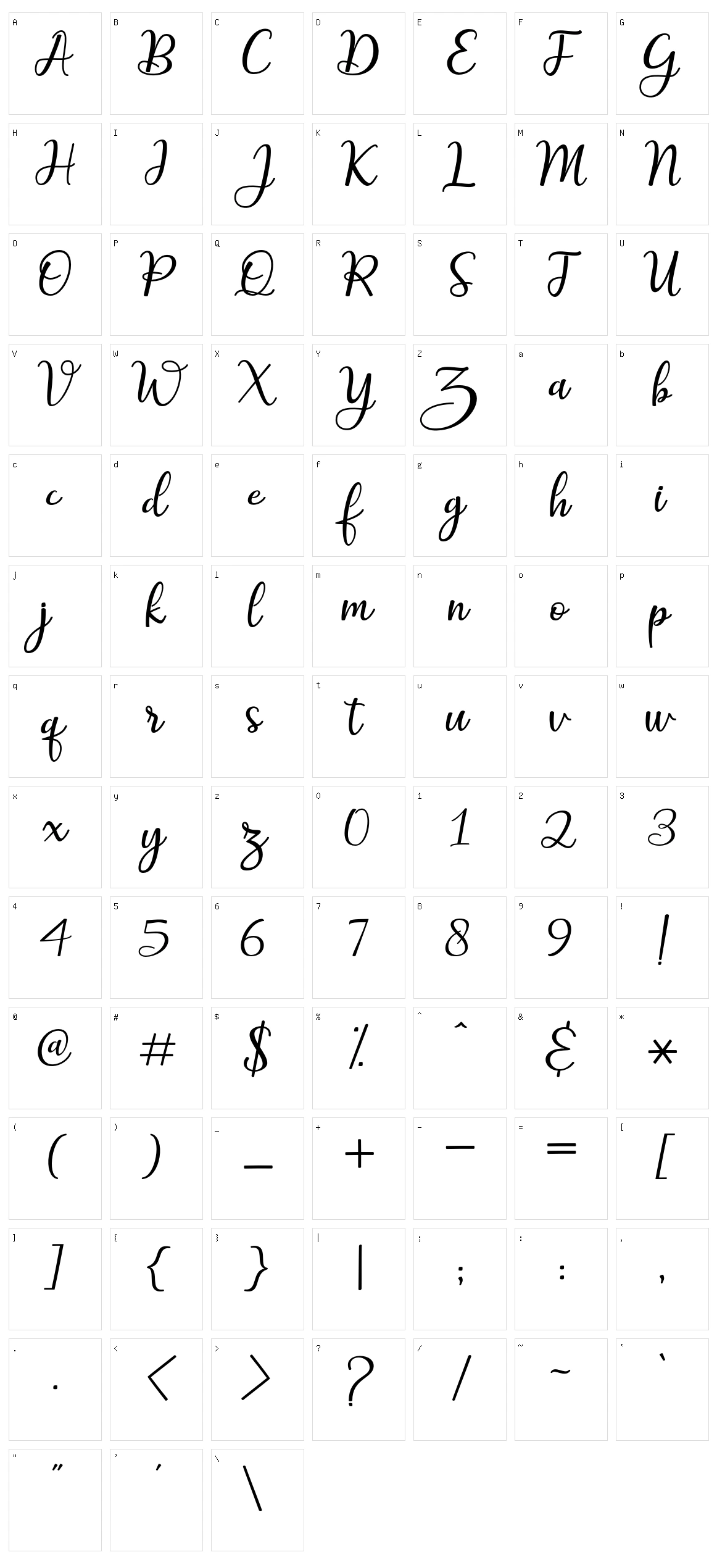 Maitlyn Script Character Set