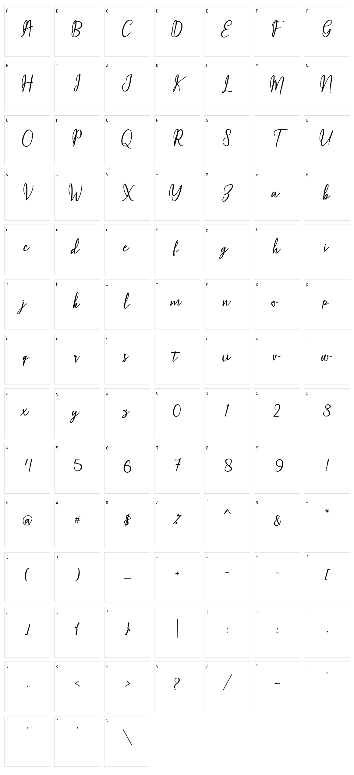 Maqella Script Character Set