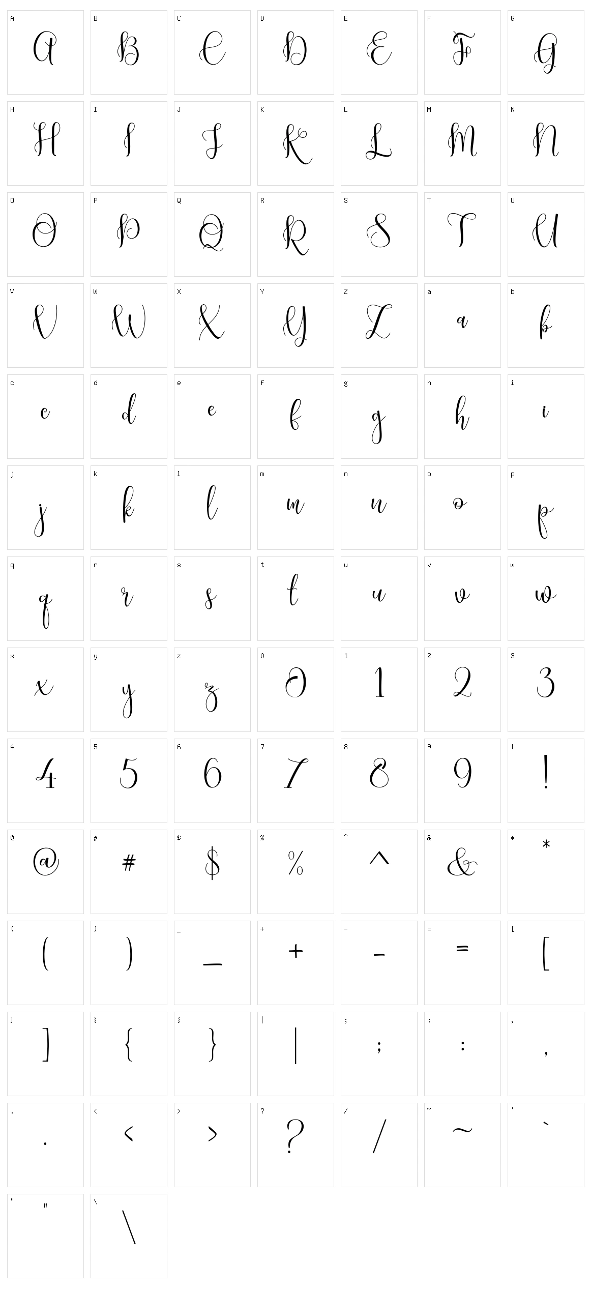 Marihouse Script Character Set