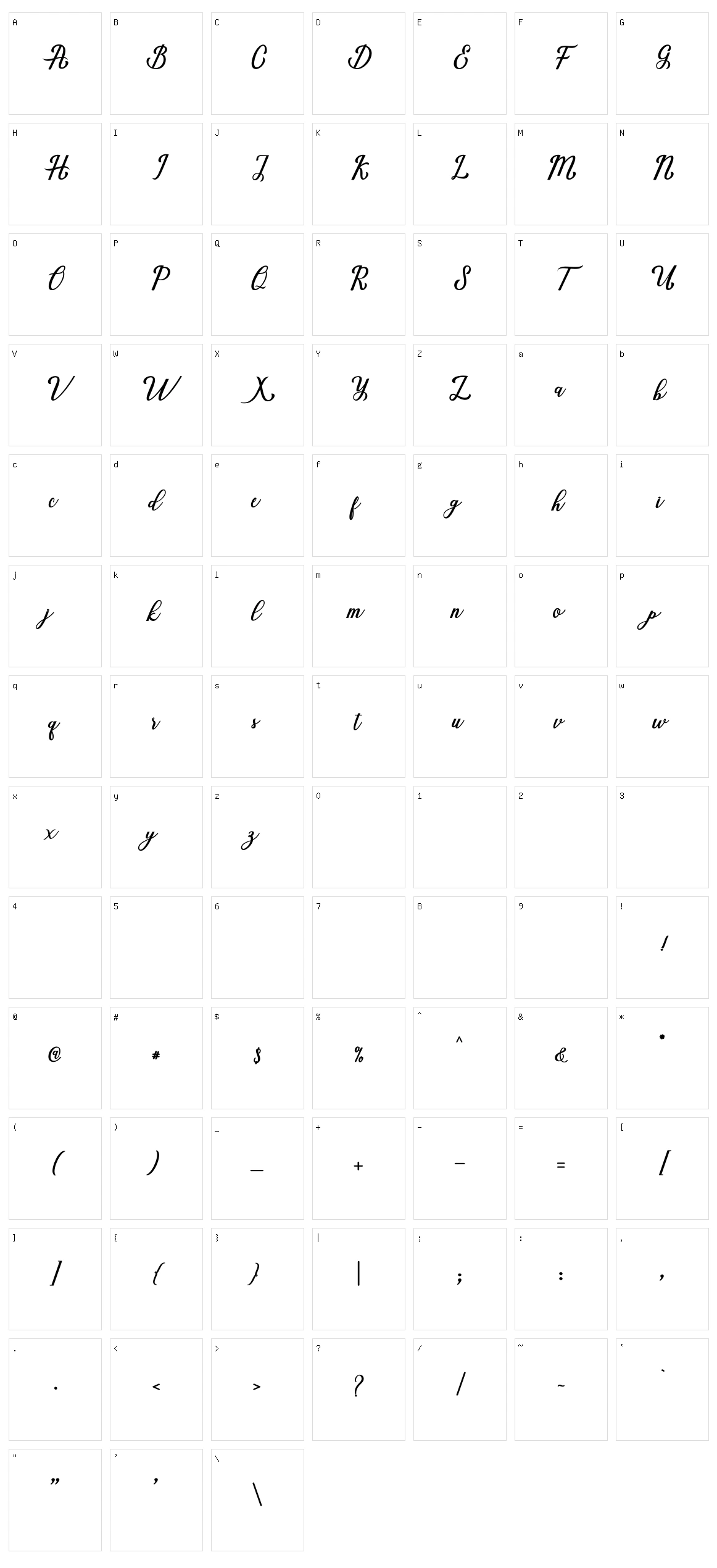 Marria Script Character Set