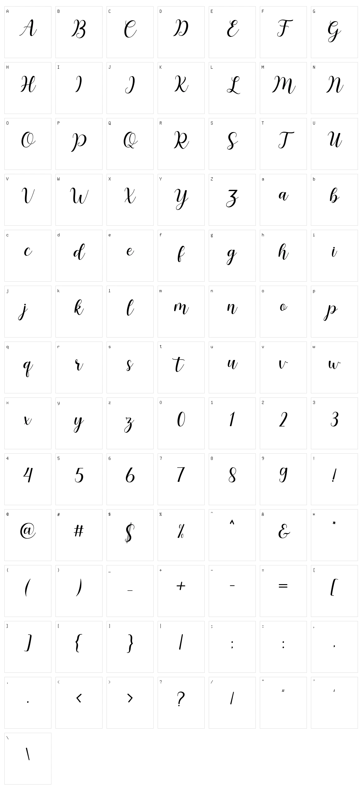 Marsheilla Character Set