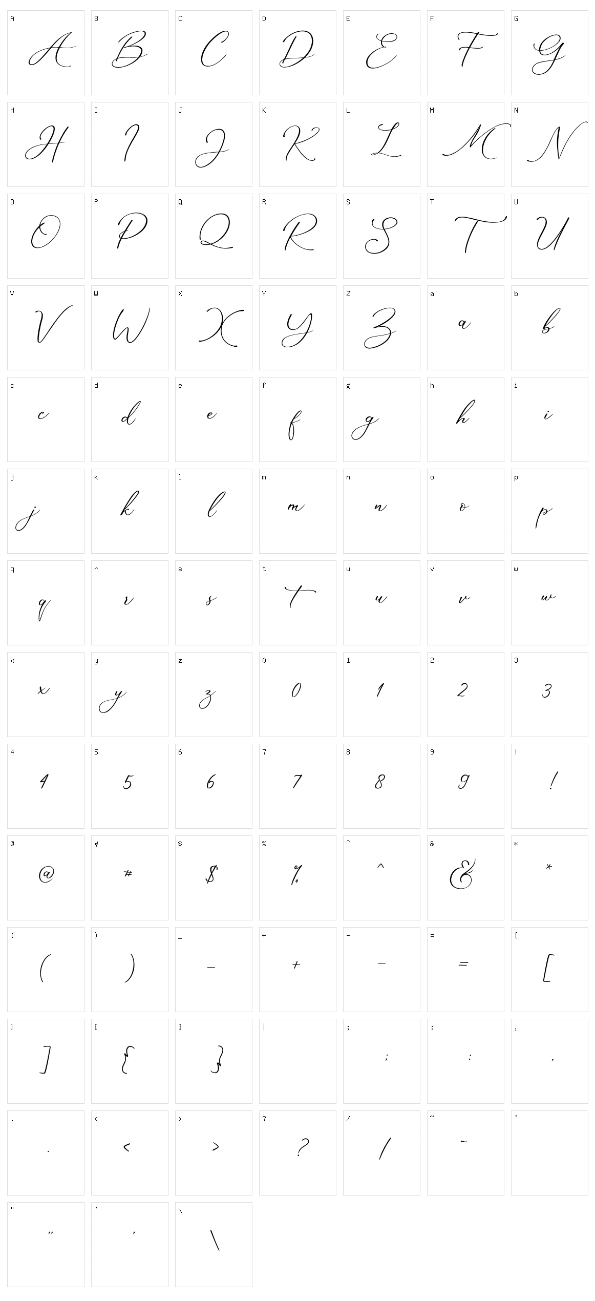 Marvelous Script Character Set