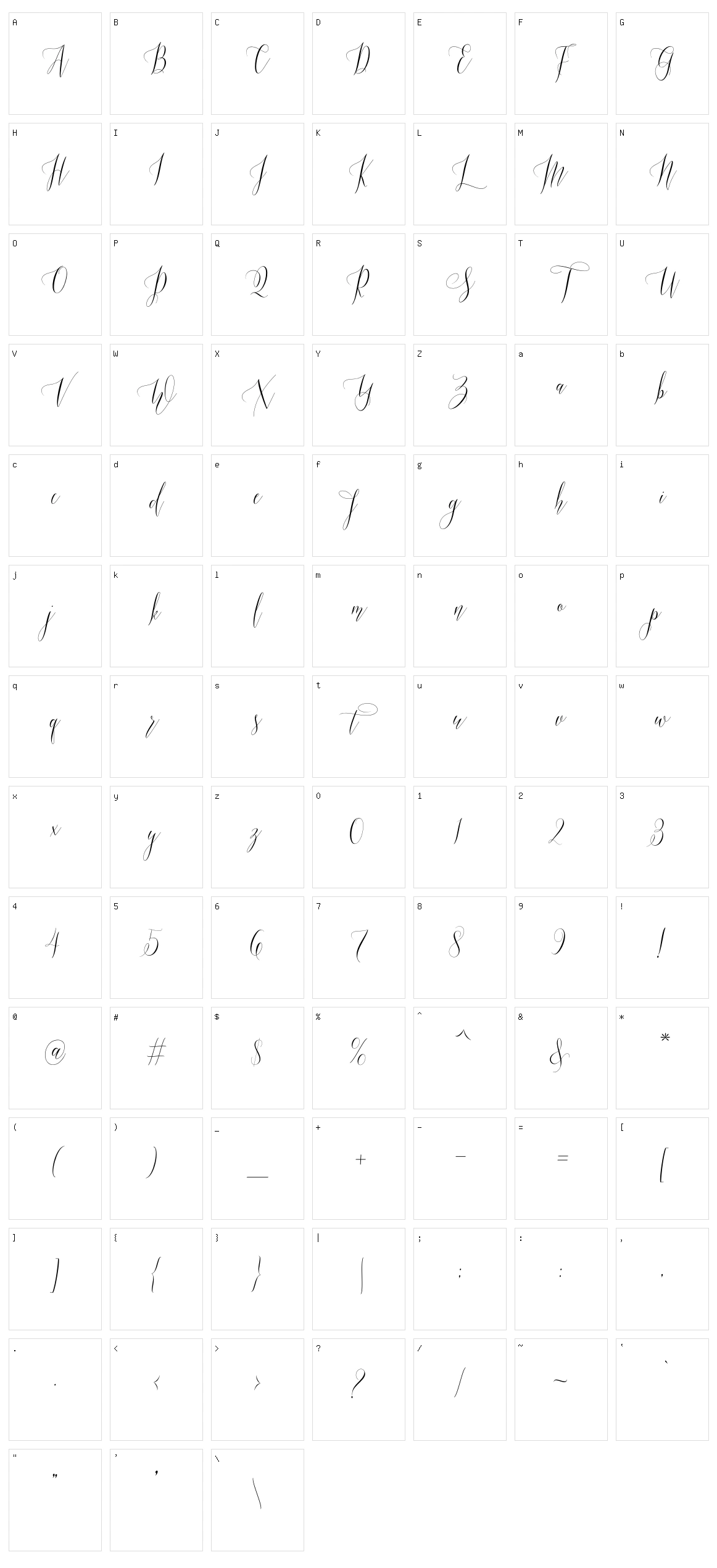 Mastura Script Character Set