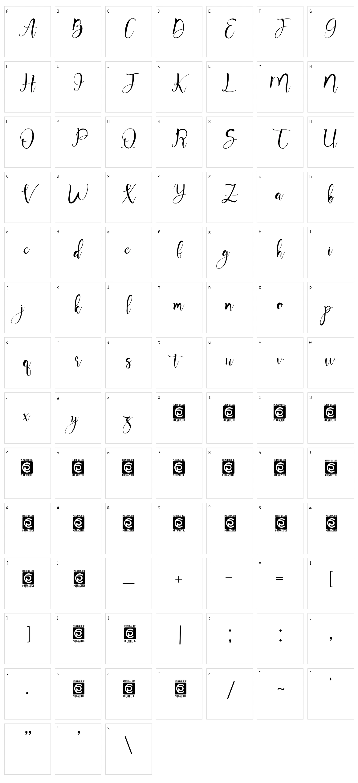 Mayla Character Set