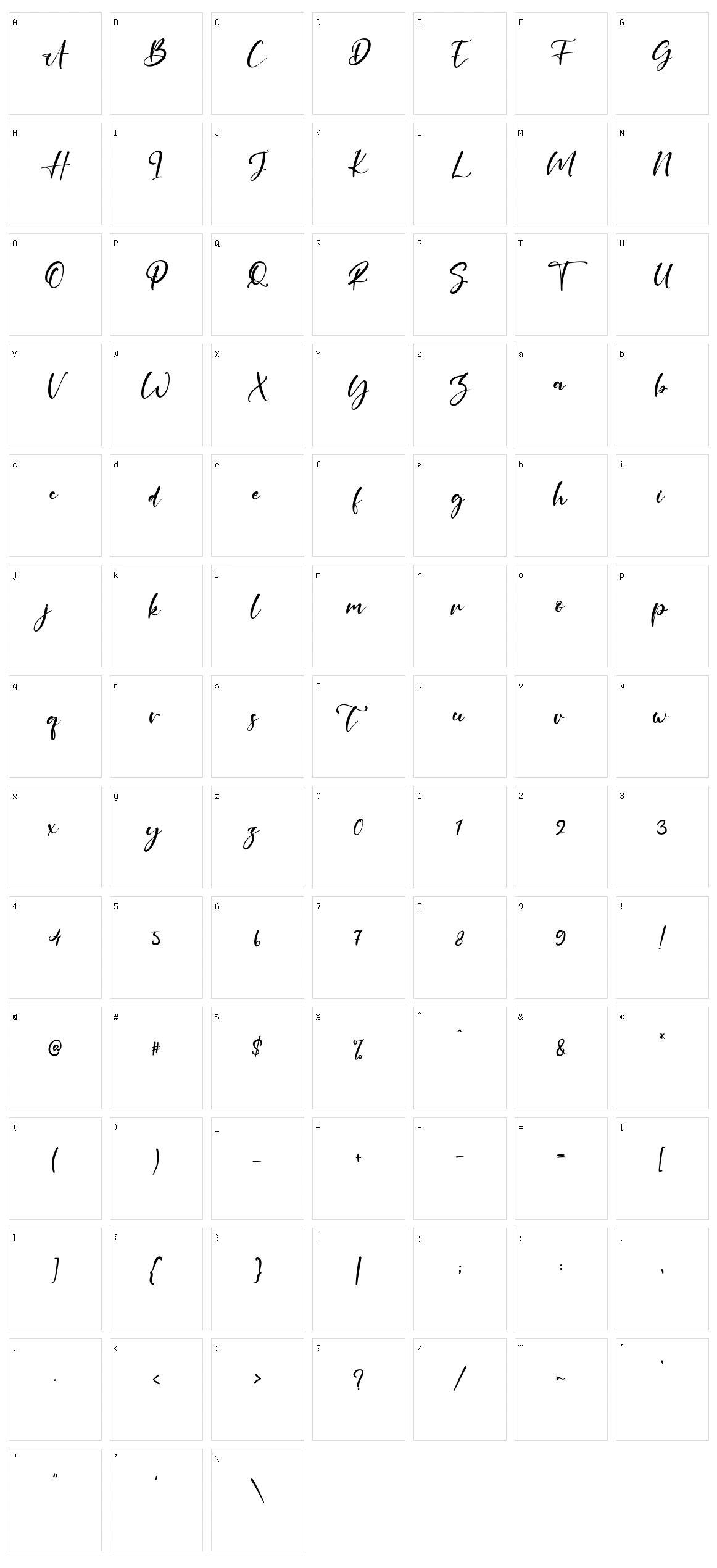 Meadows Character Set