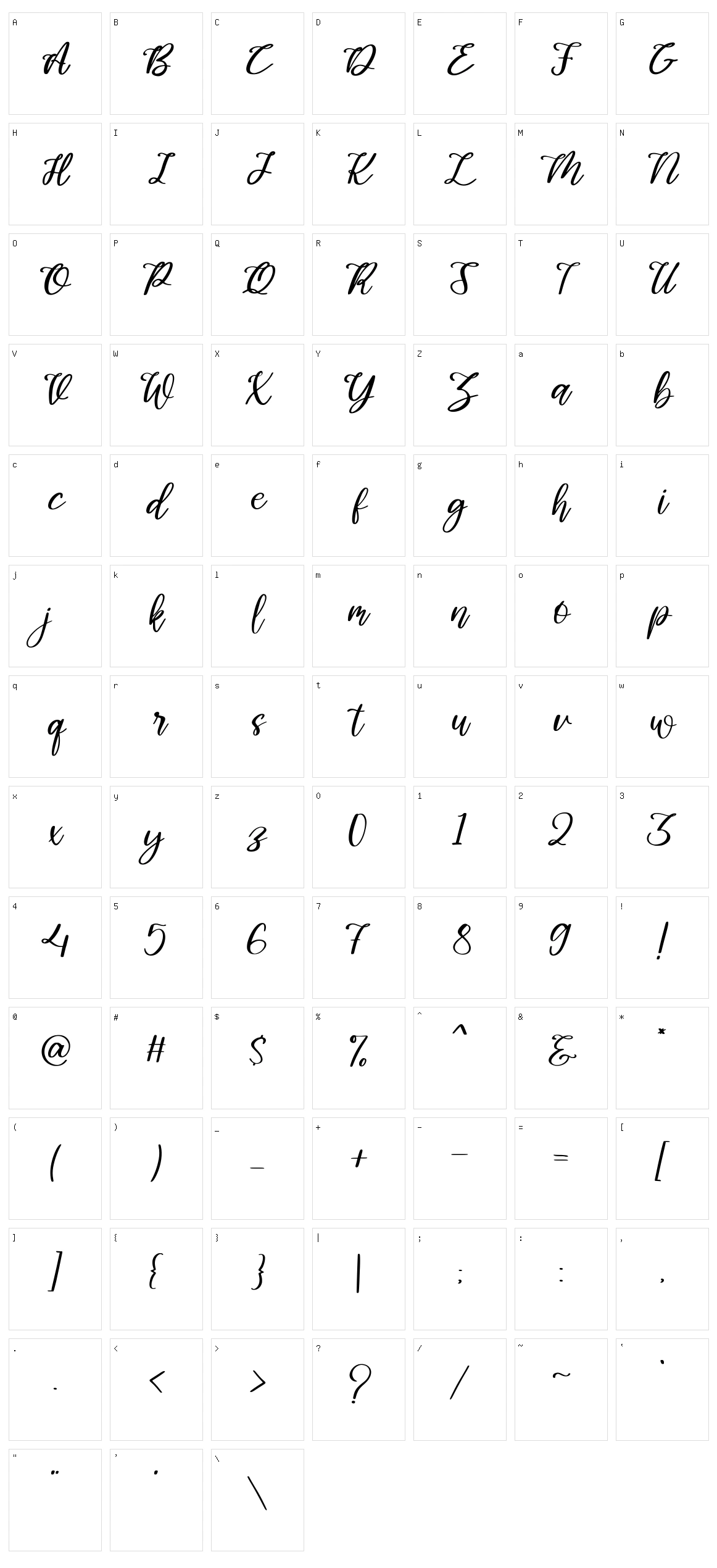 Meanshine Character Set