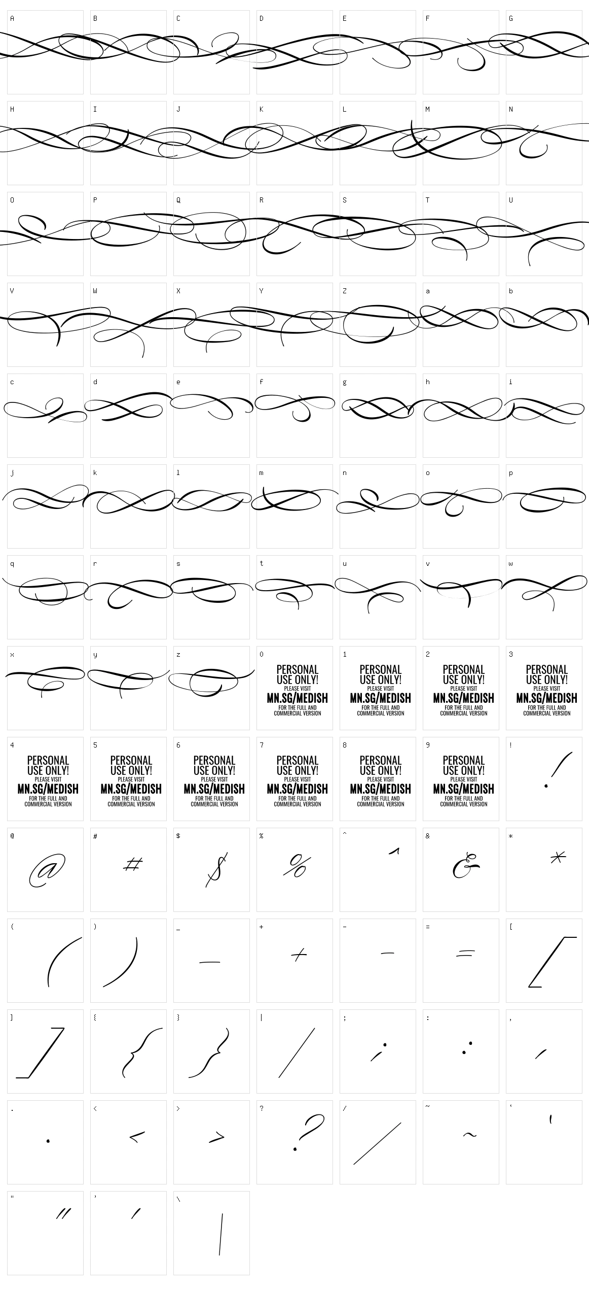 Medish Script Character Set