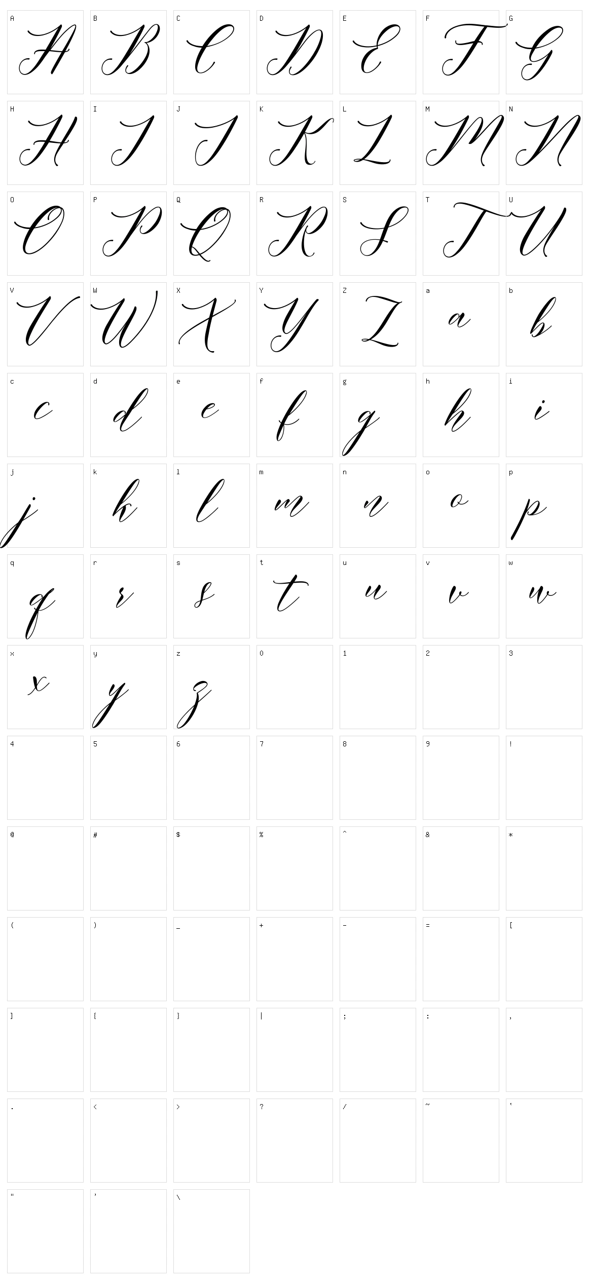 Meetha Script Character Set