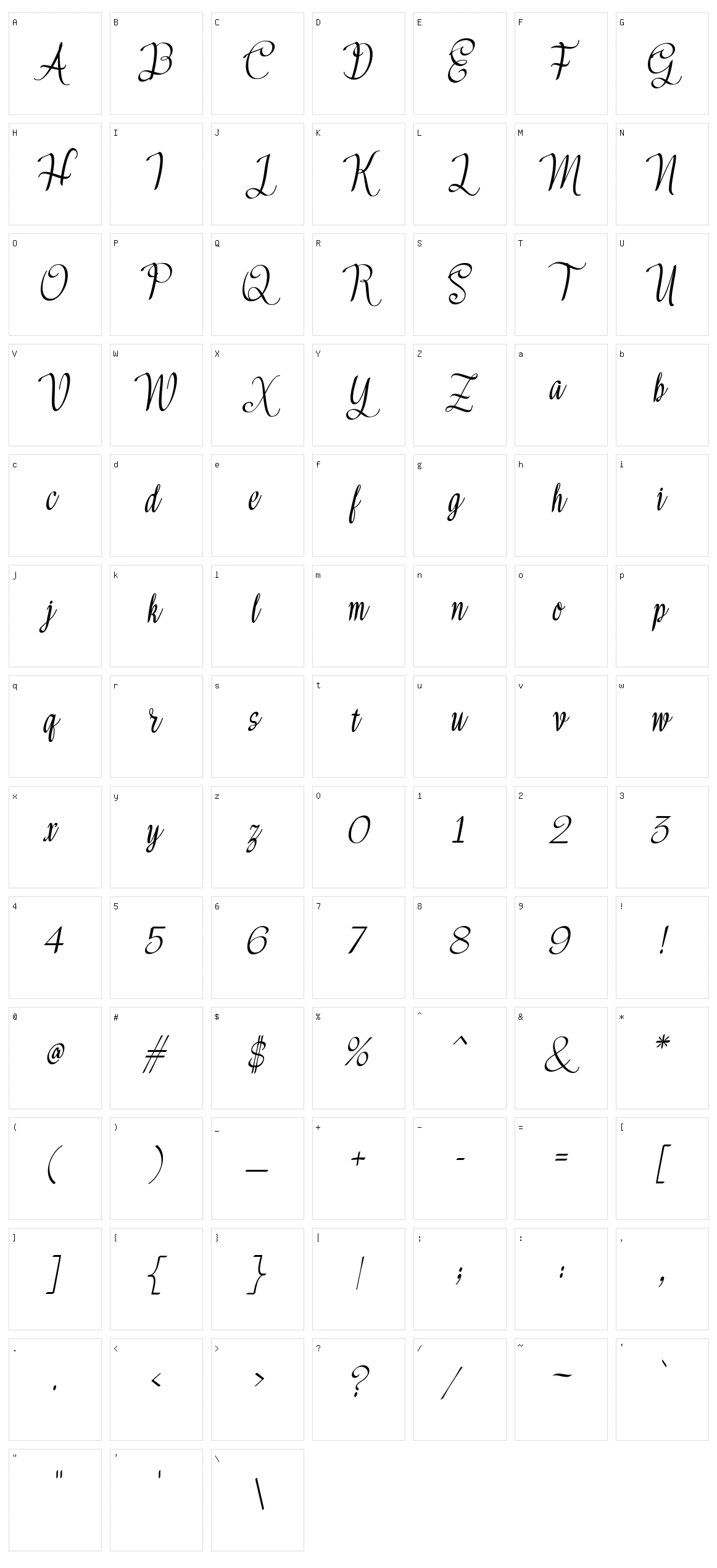 Meikayla Script Character Set