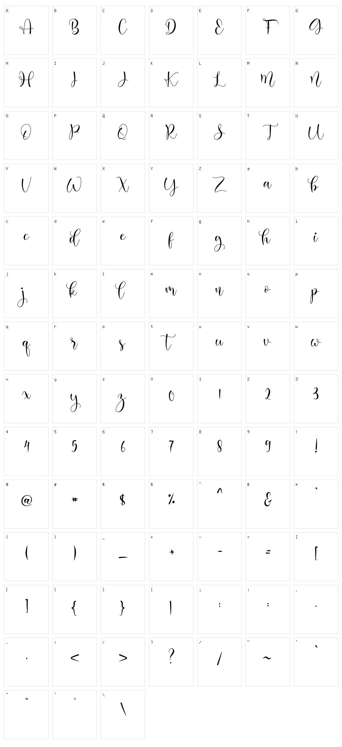 Melisha Character Set