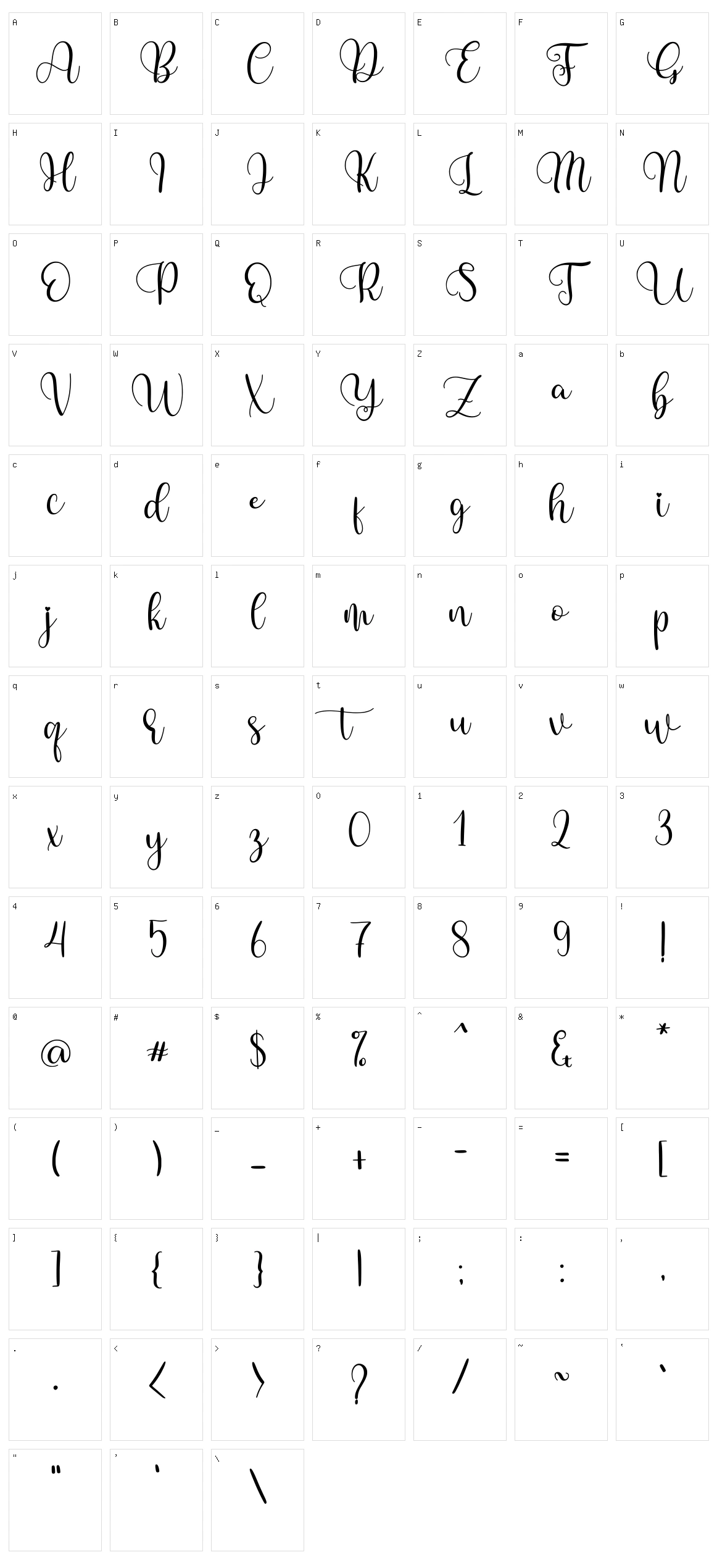 Melodica Character Set
