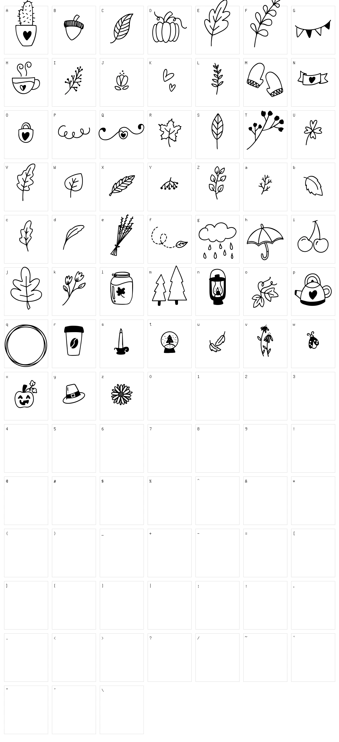 Autumn Dingbats Character Set