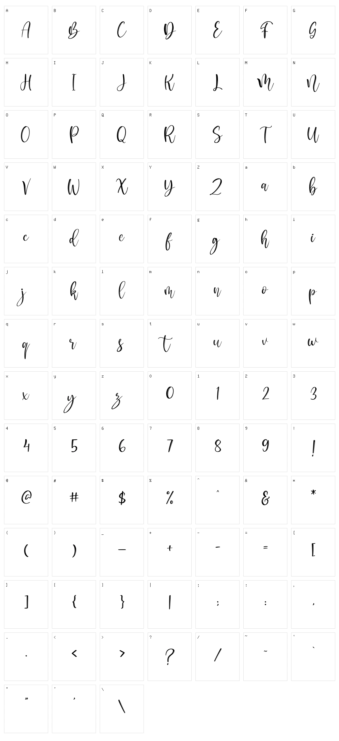 Metropolis Script Character Set