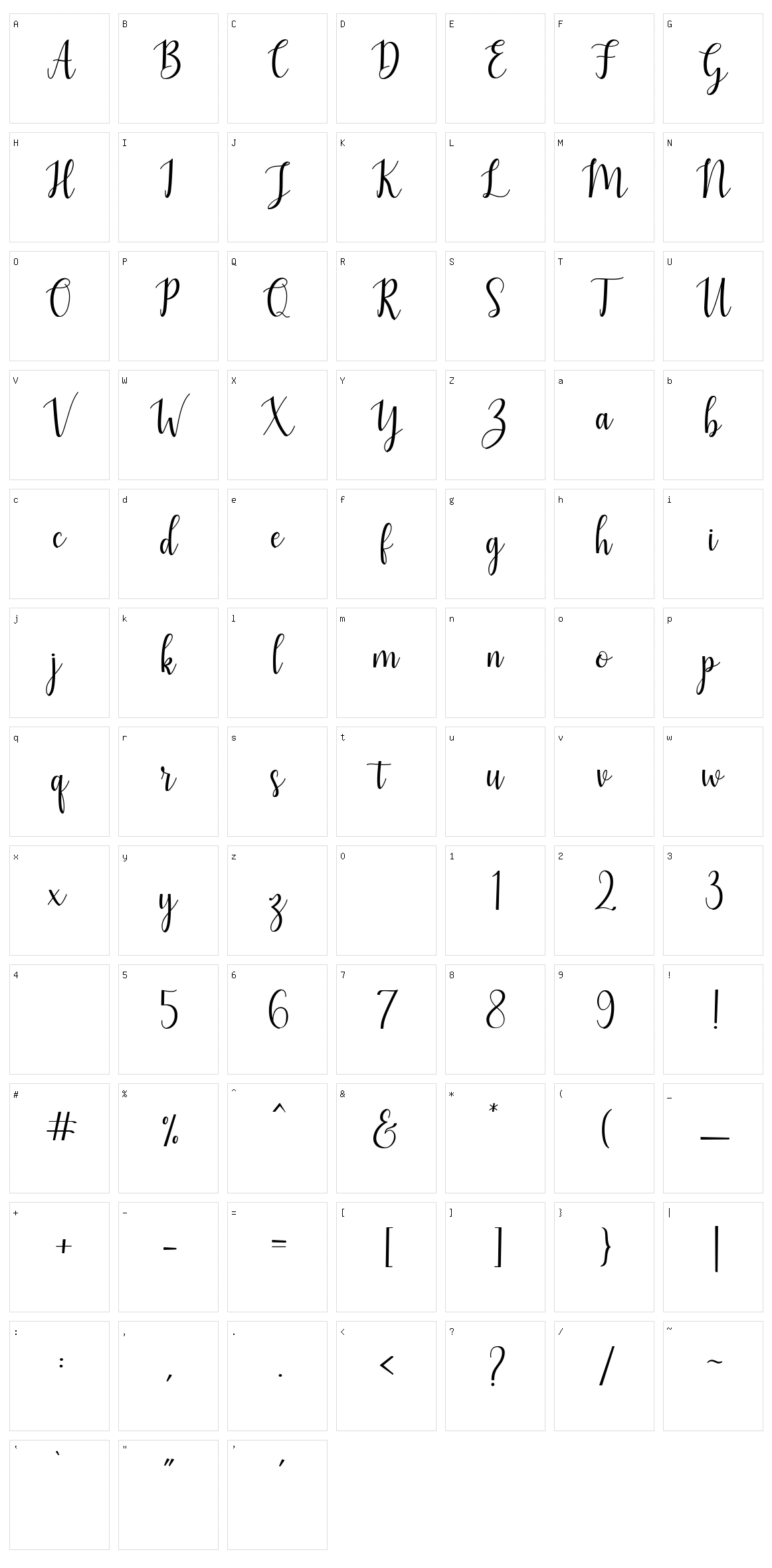 Mezabetto Character Set