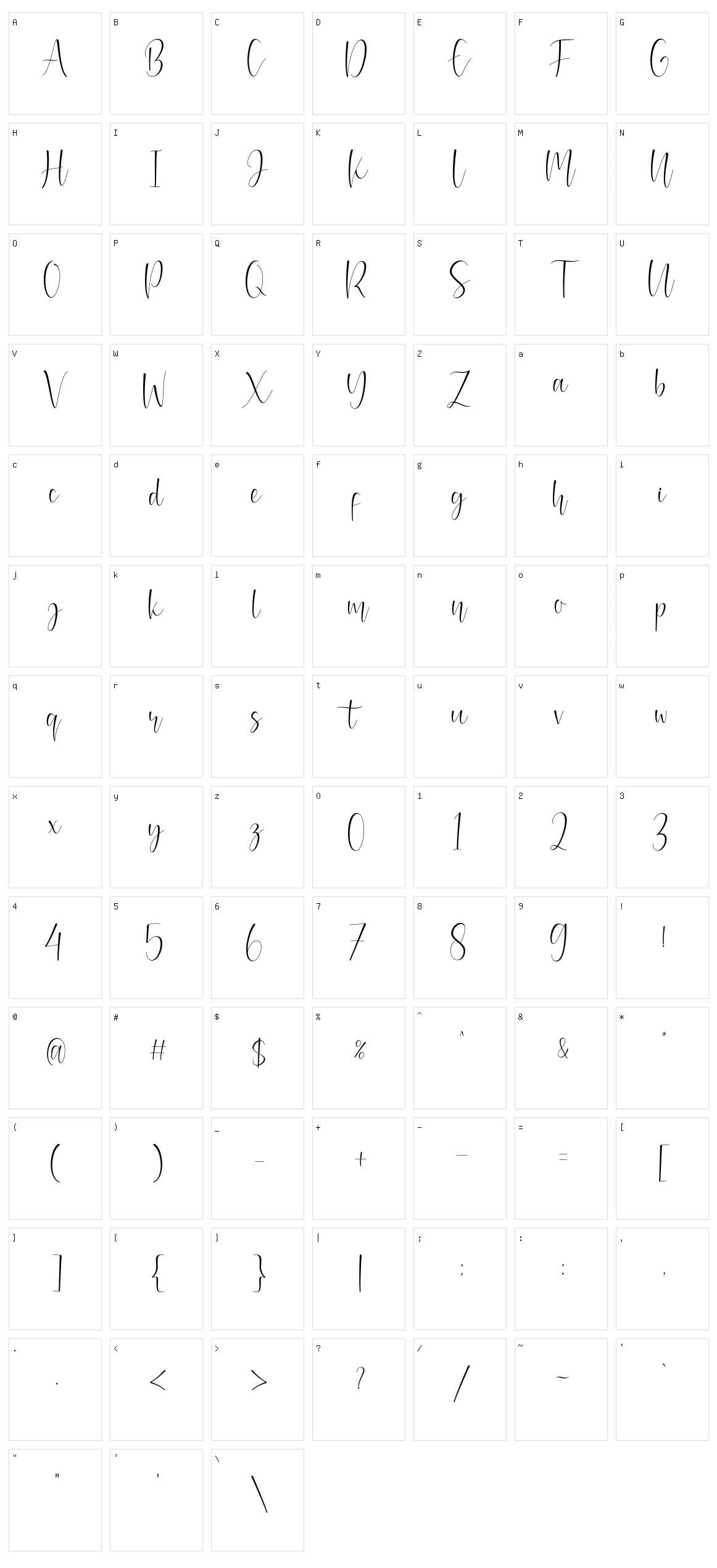 Mianty Character Set