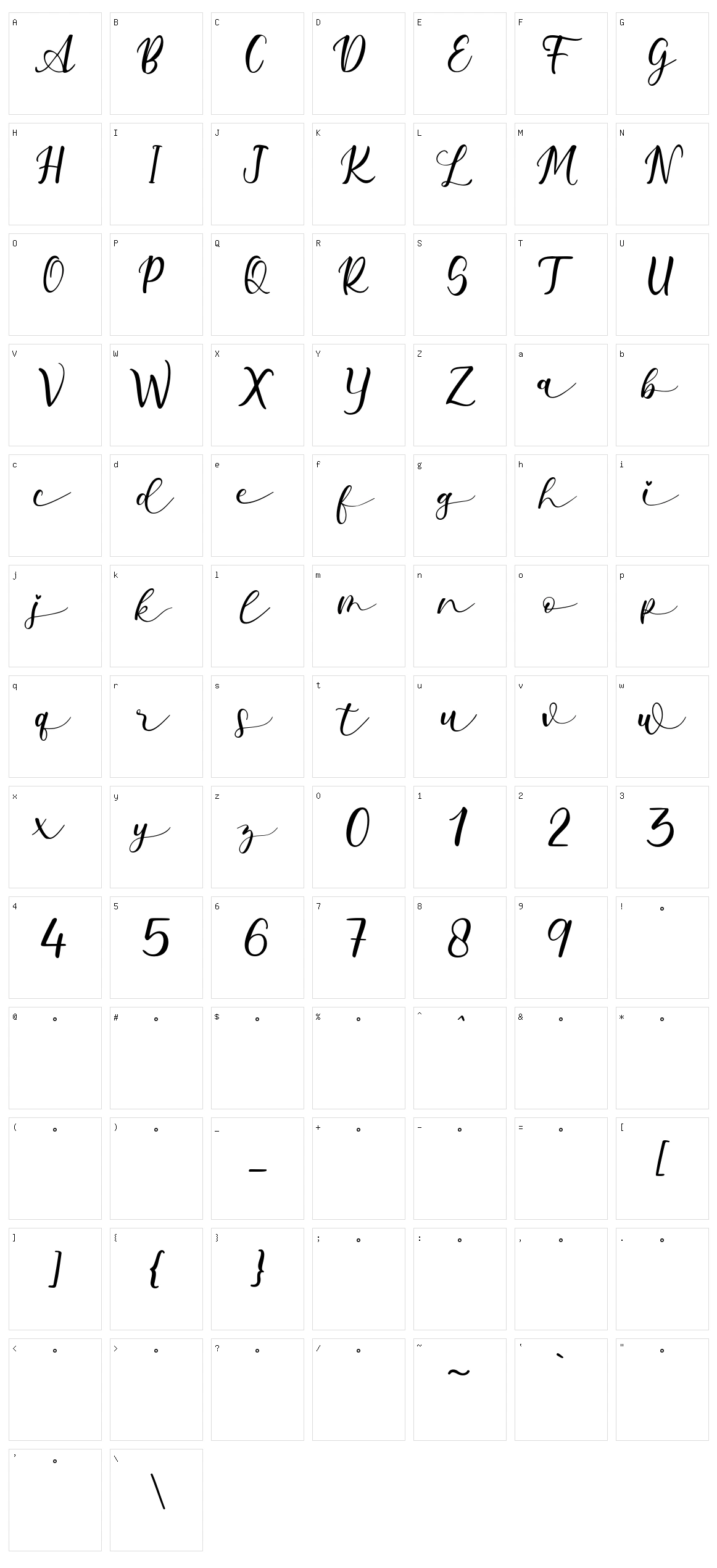 Milda Character Set