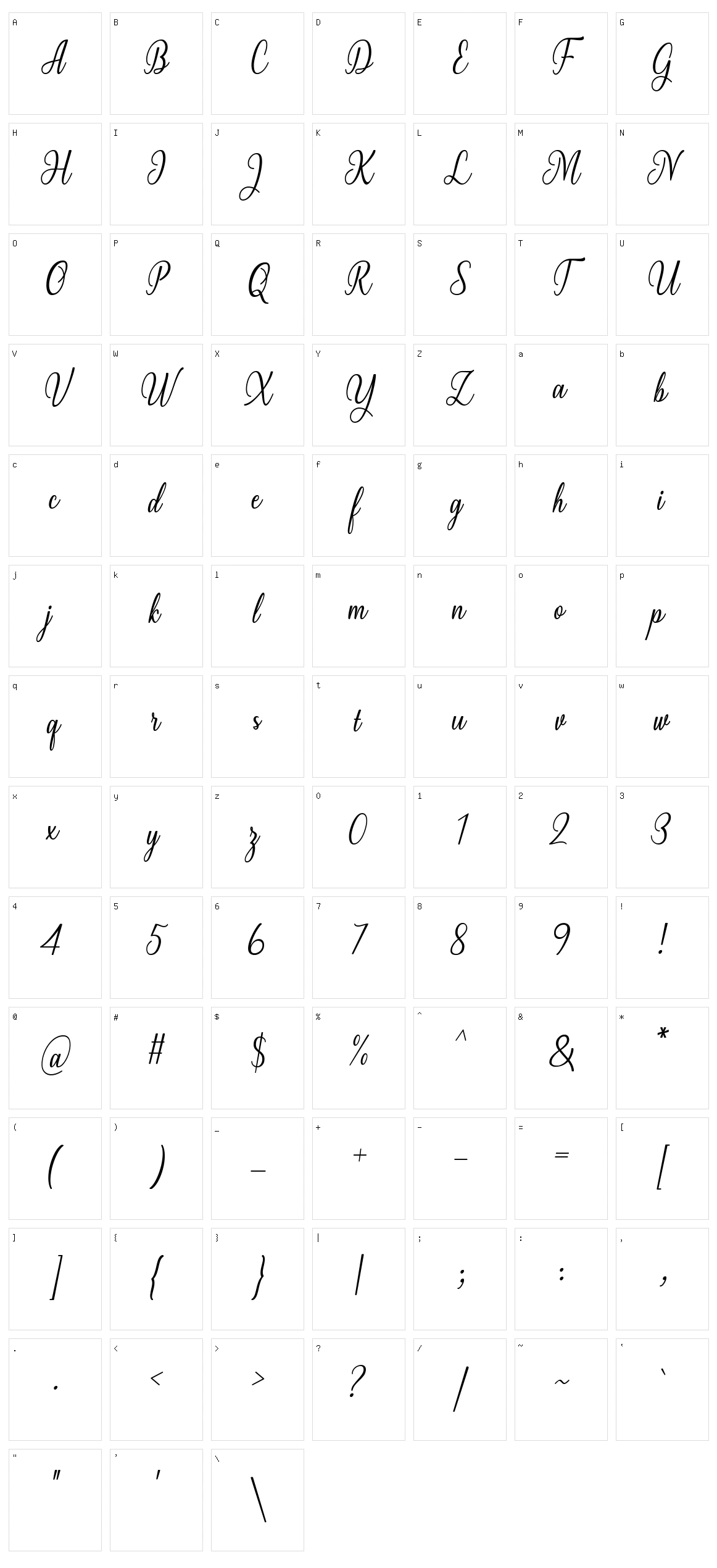 Milgun Character Set