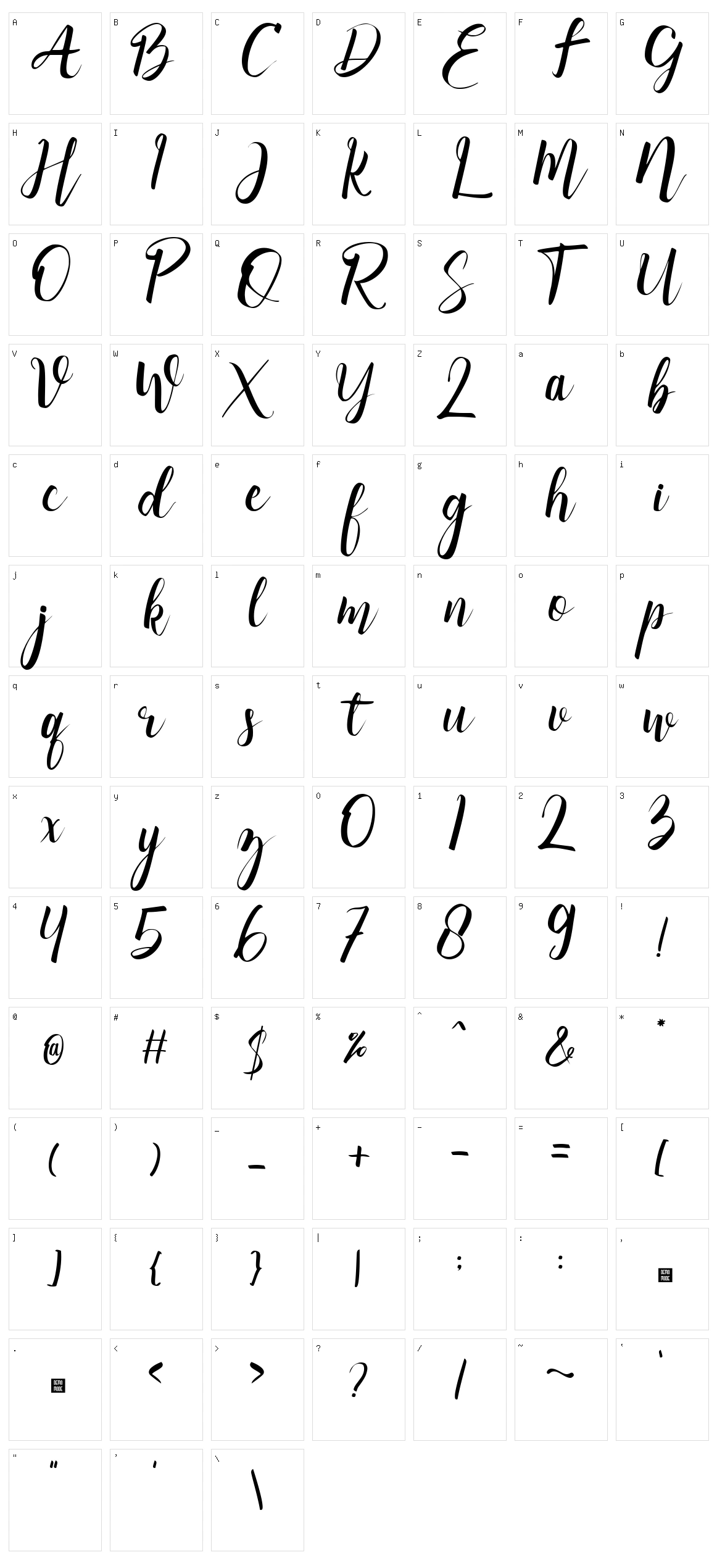 Milleston Character Set
