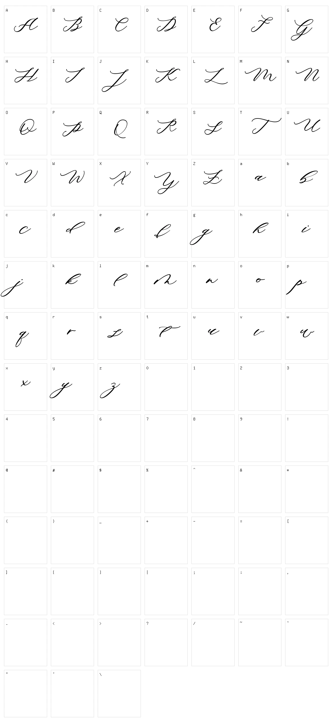 Minimalist Script Character Set