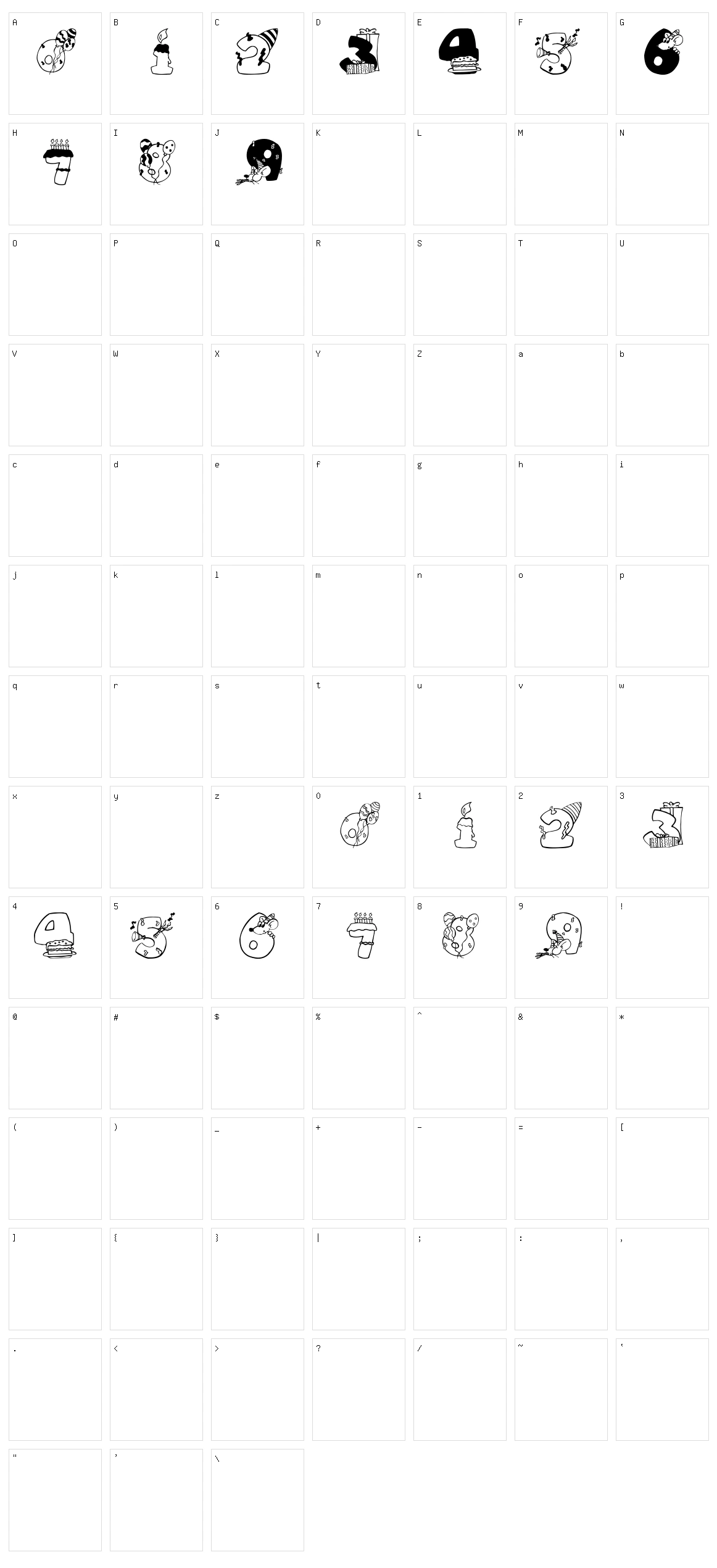 Birthday Digits Character Set