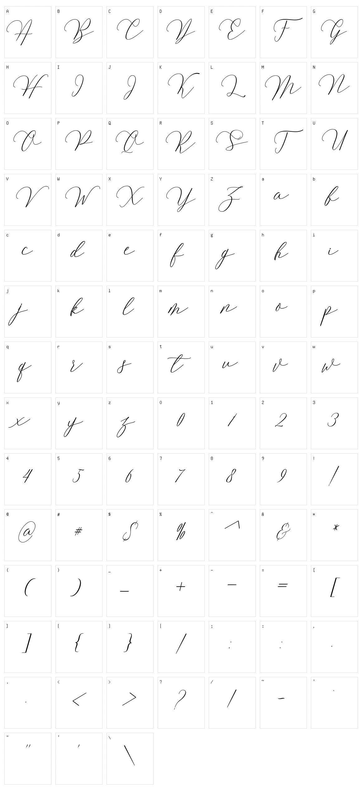 Mirrabella Character Set