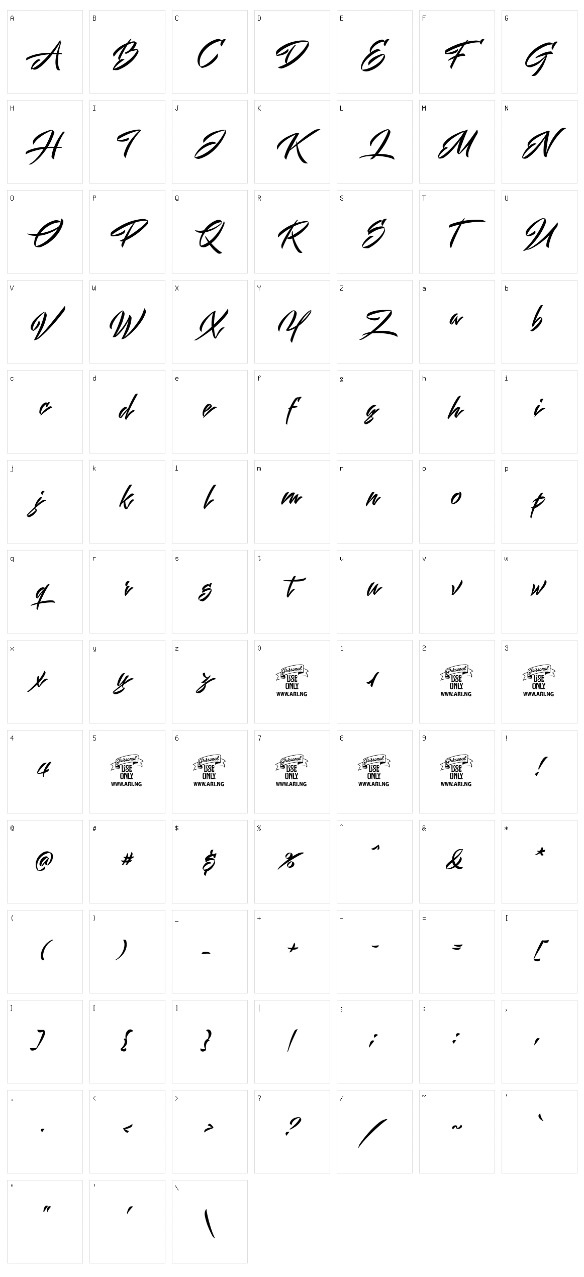 Mistuki Character Set