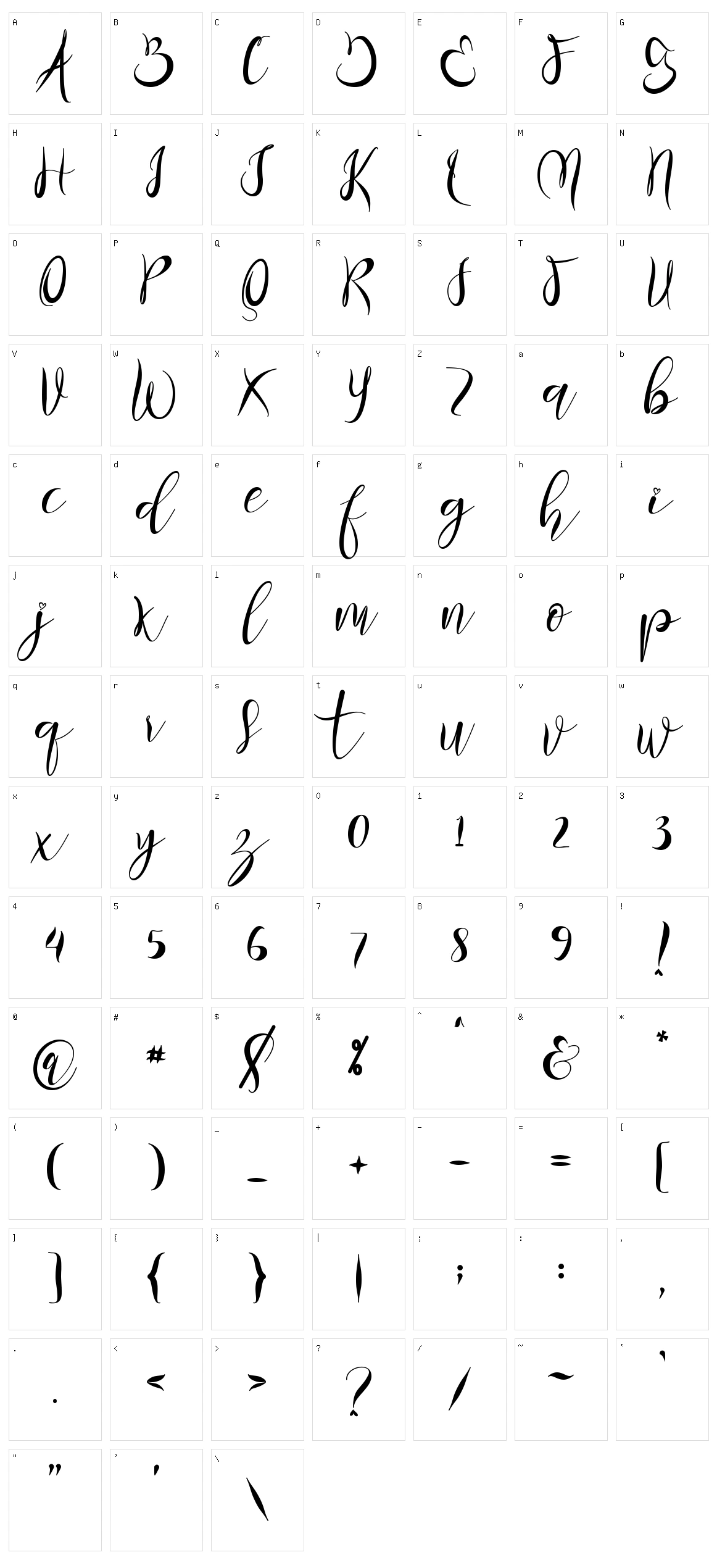 Monalissa Character Set