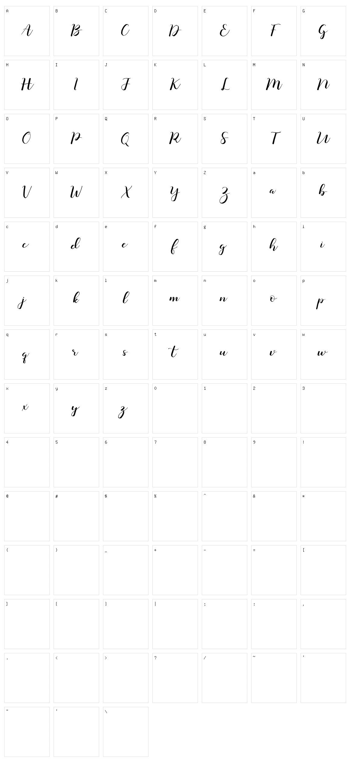 Monatia Character Set