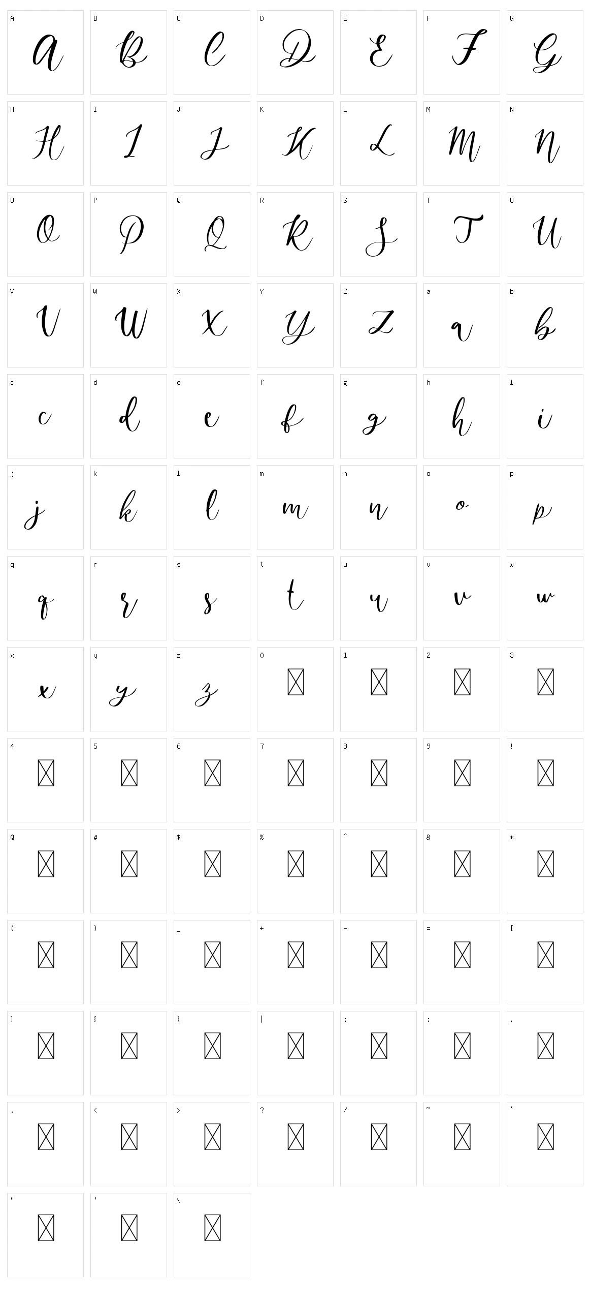Mondier Character Set