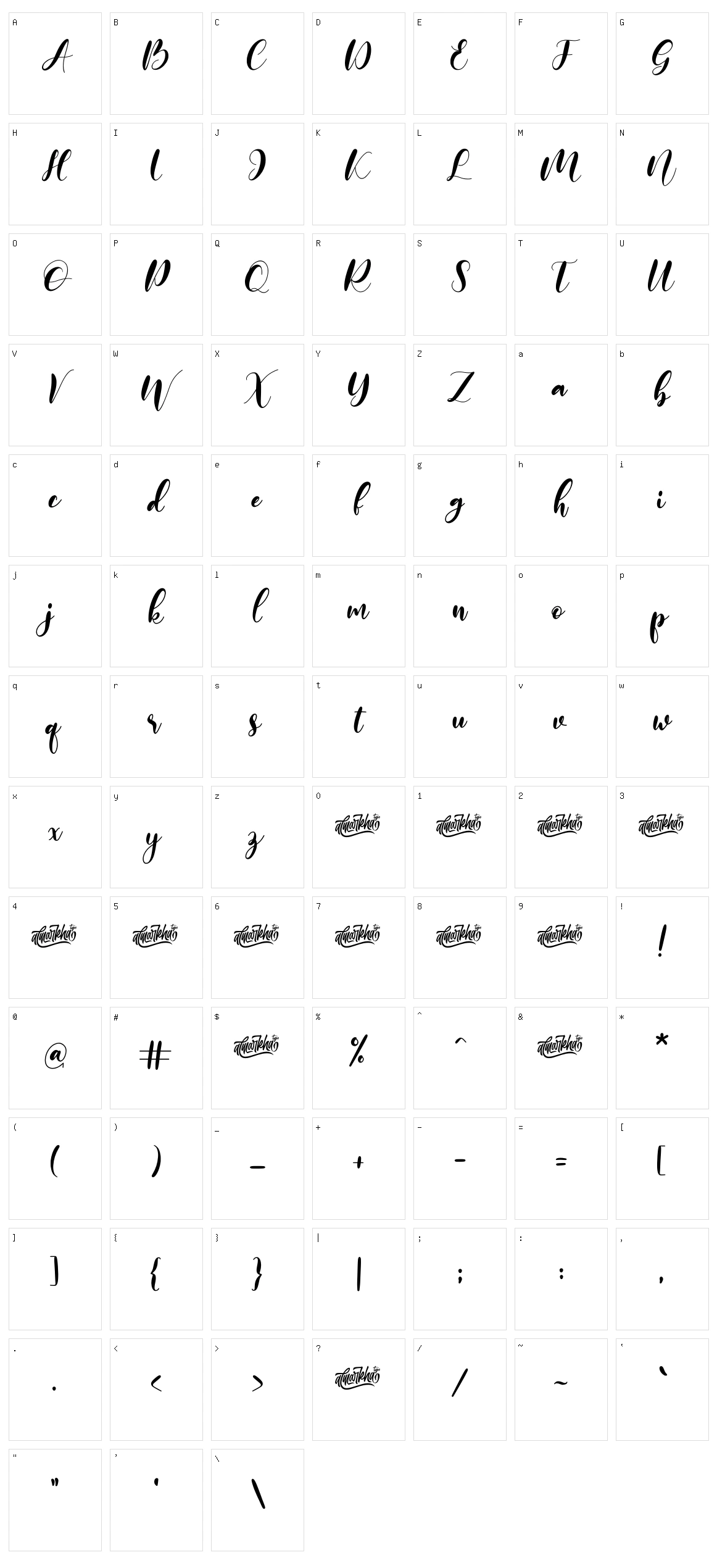 Monieta Character Set