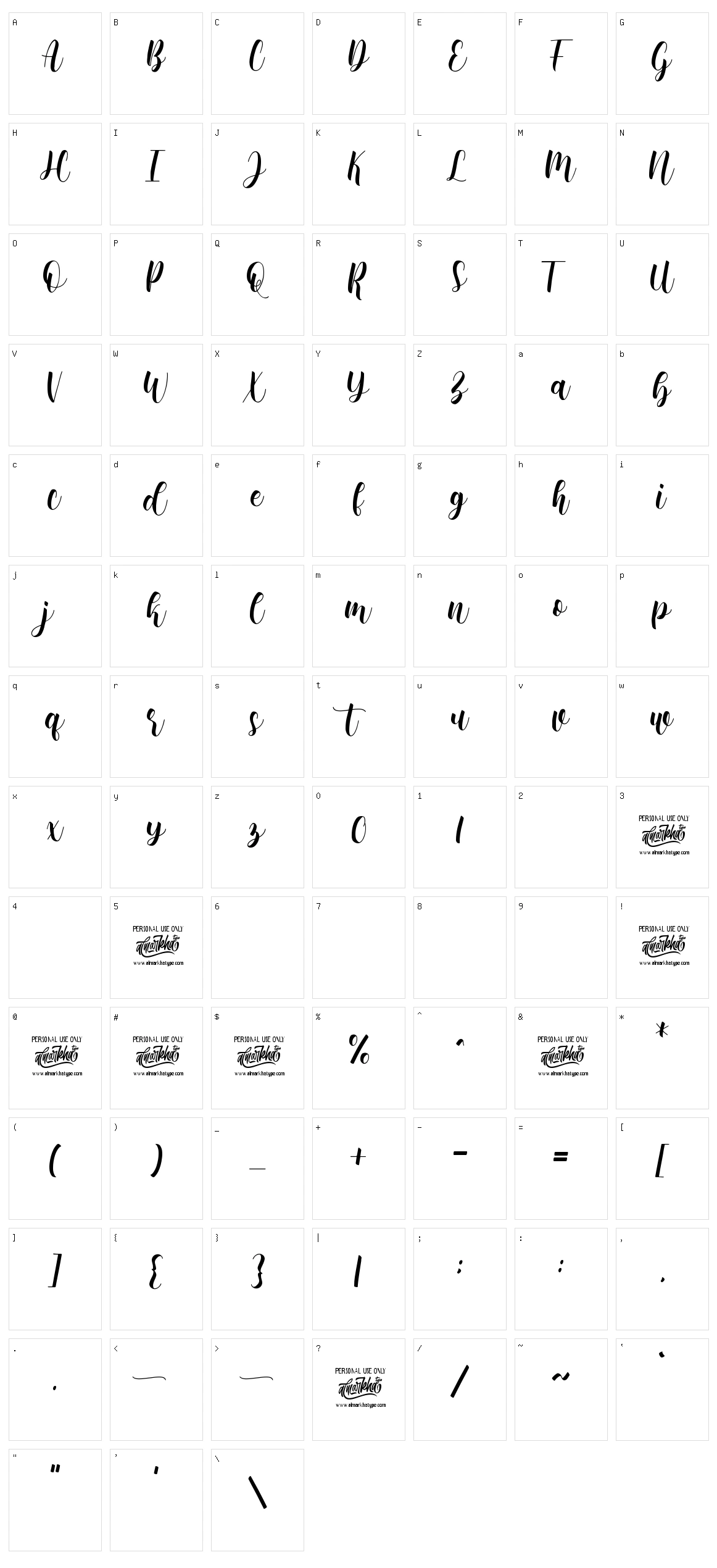 Montelova Character Set