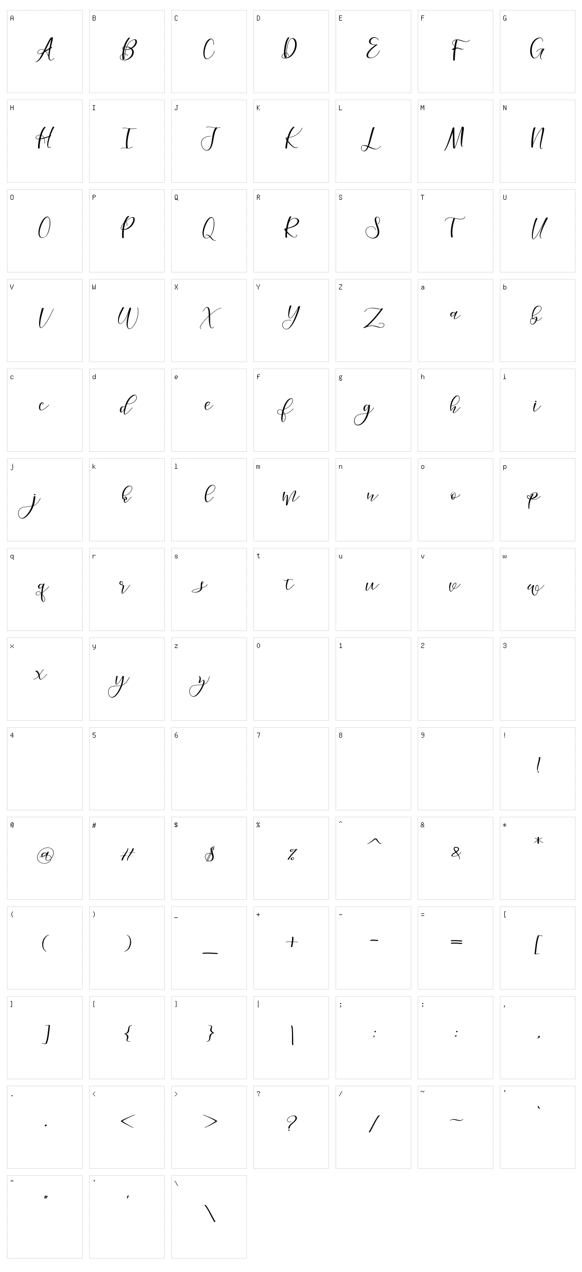 Morelight Script Character Set