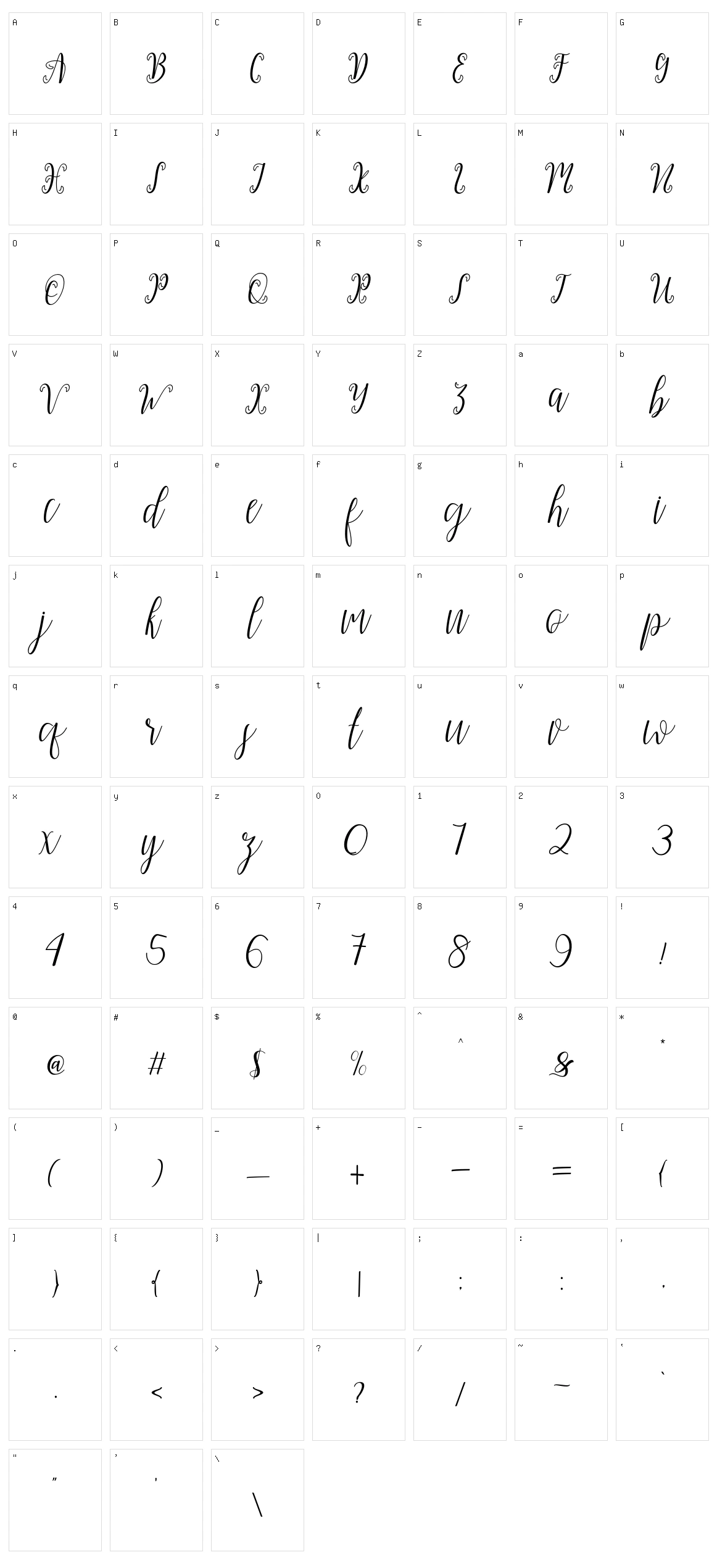 My Darling Script Character Set