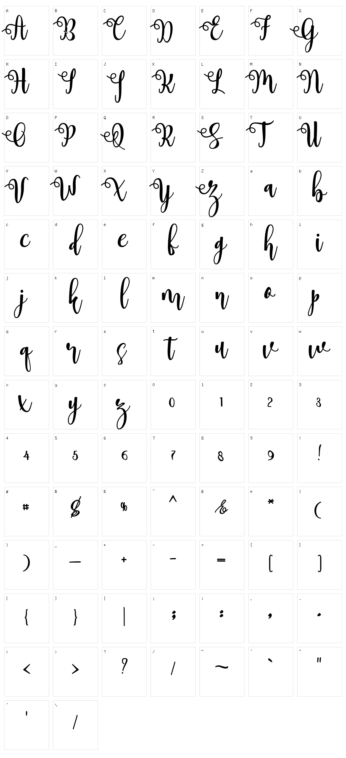 Myhope Character Set