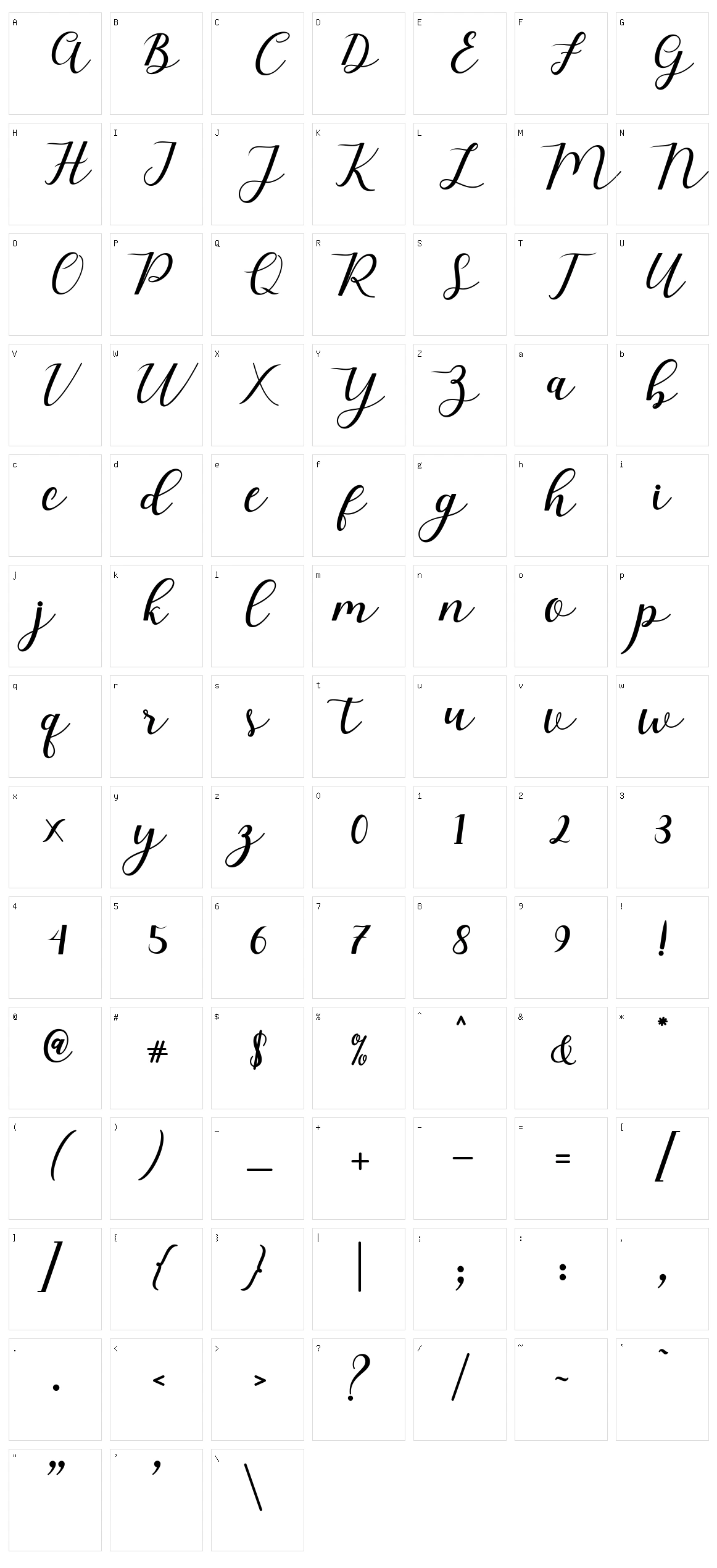 Mylove Script Character Set