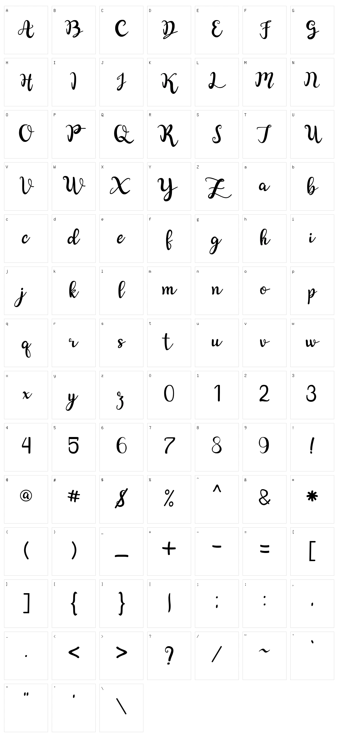 Naifah Handwriting Character Set