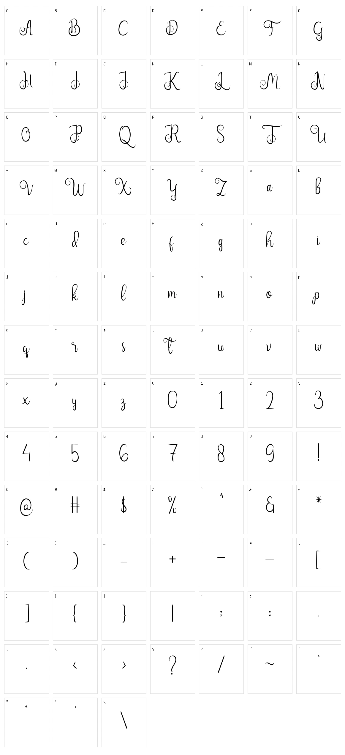 Nairi Amber Script Character Set