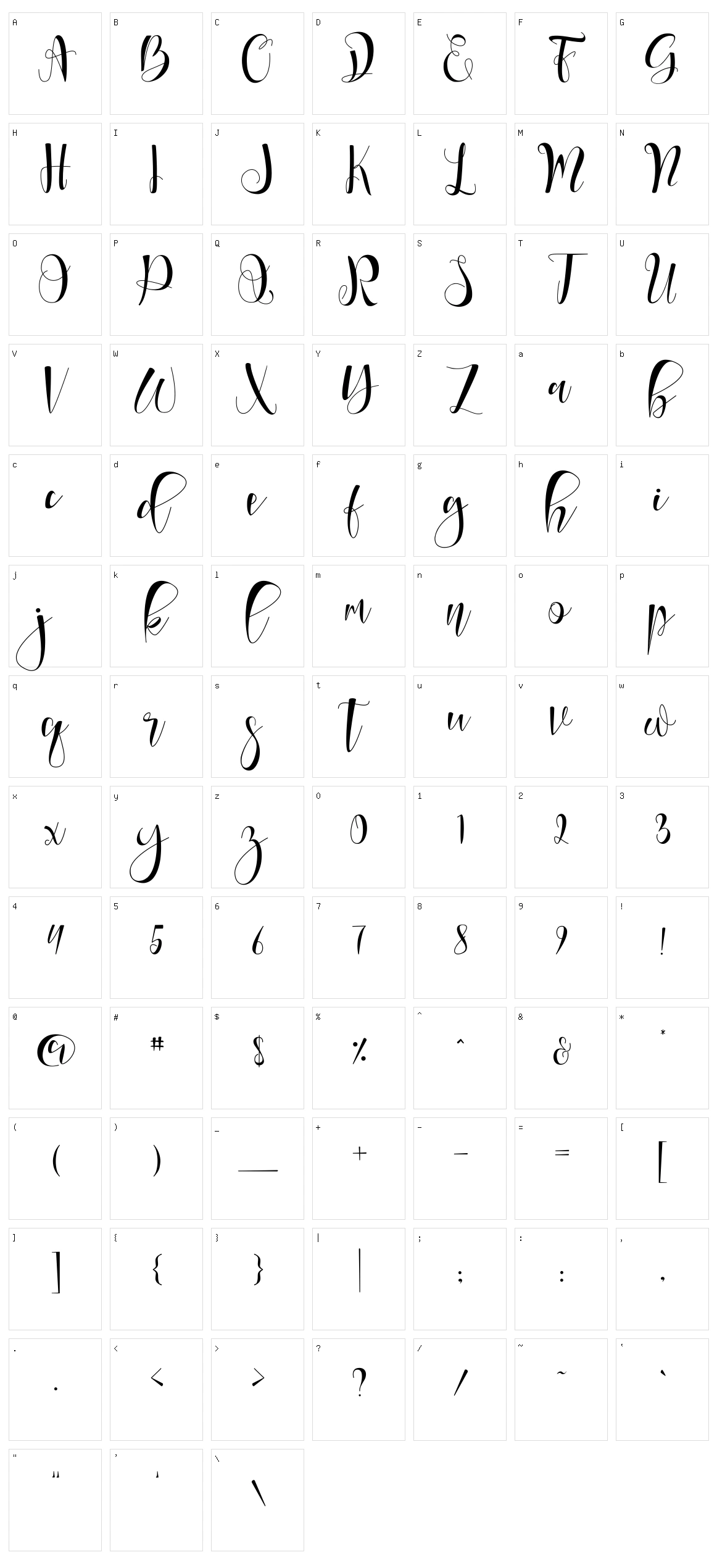 Nalisha Character Set