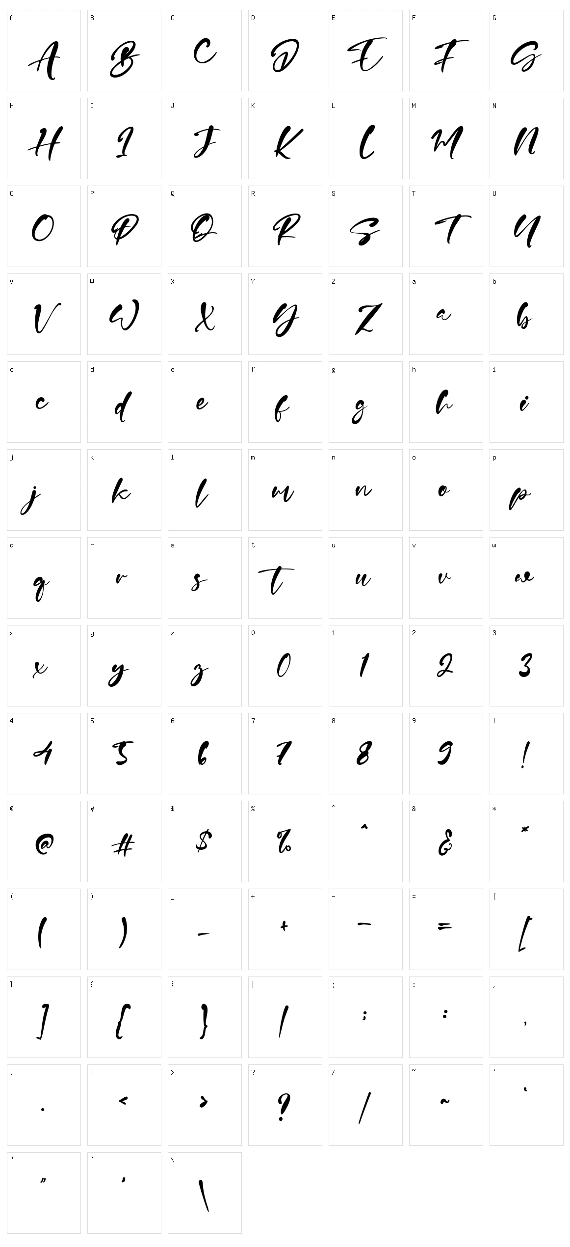 Nattalia Character Set