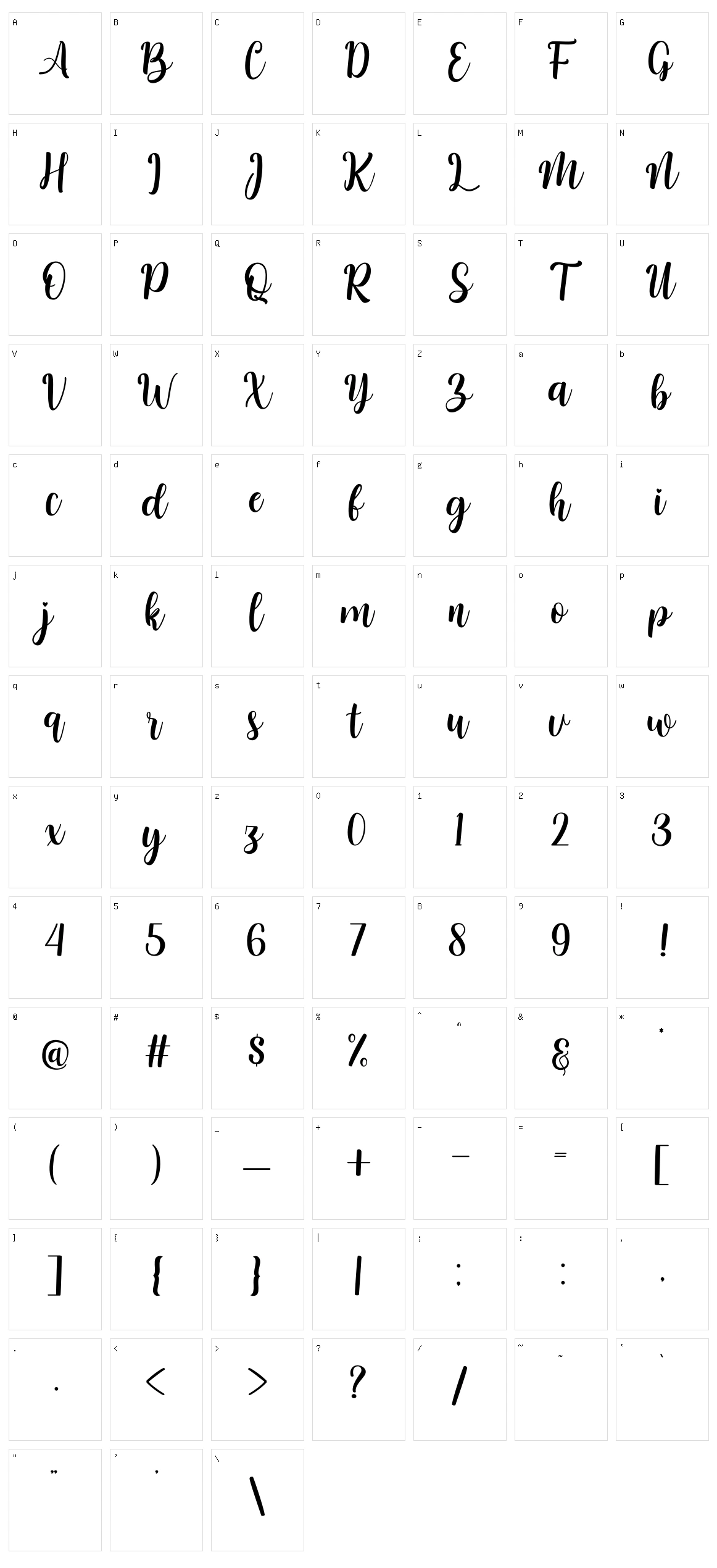 Nattasha Character Set