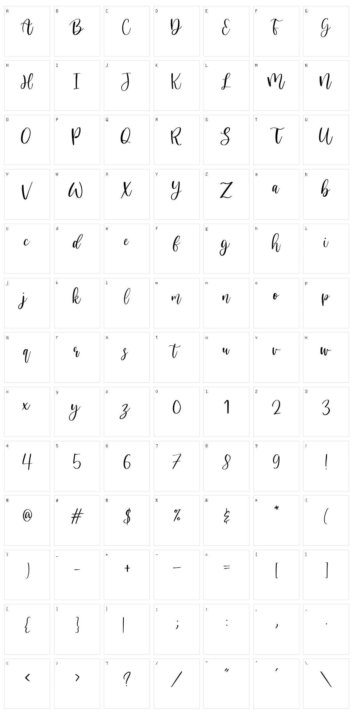 Nicholia Character Set