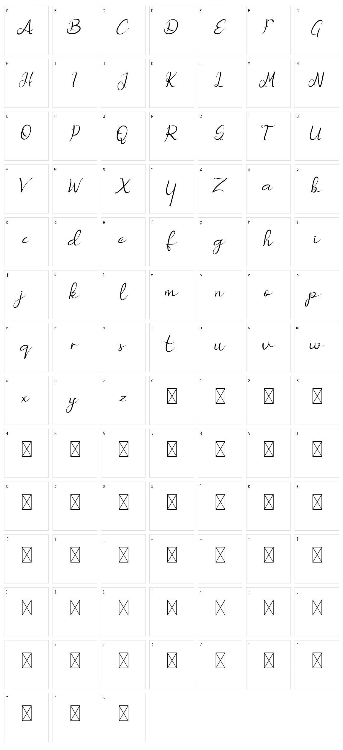 Nicollia Character Set