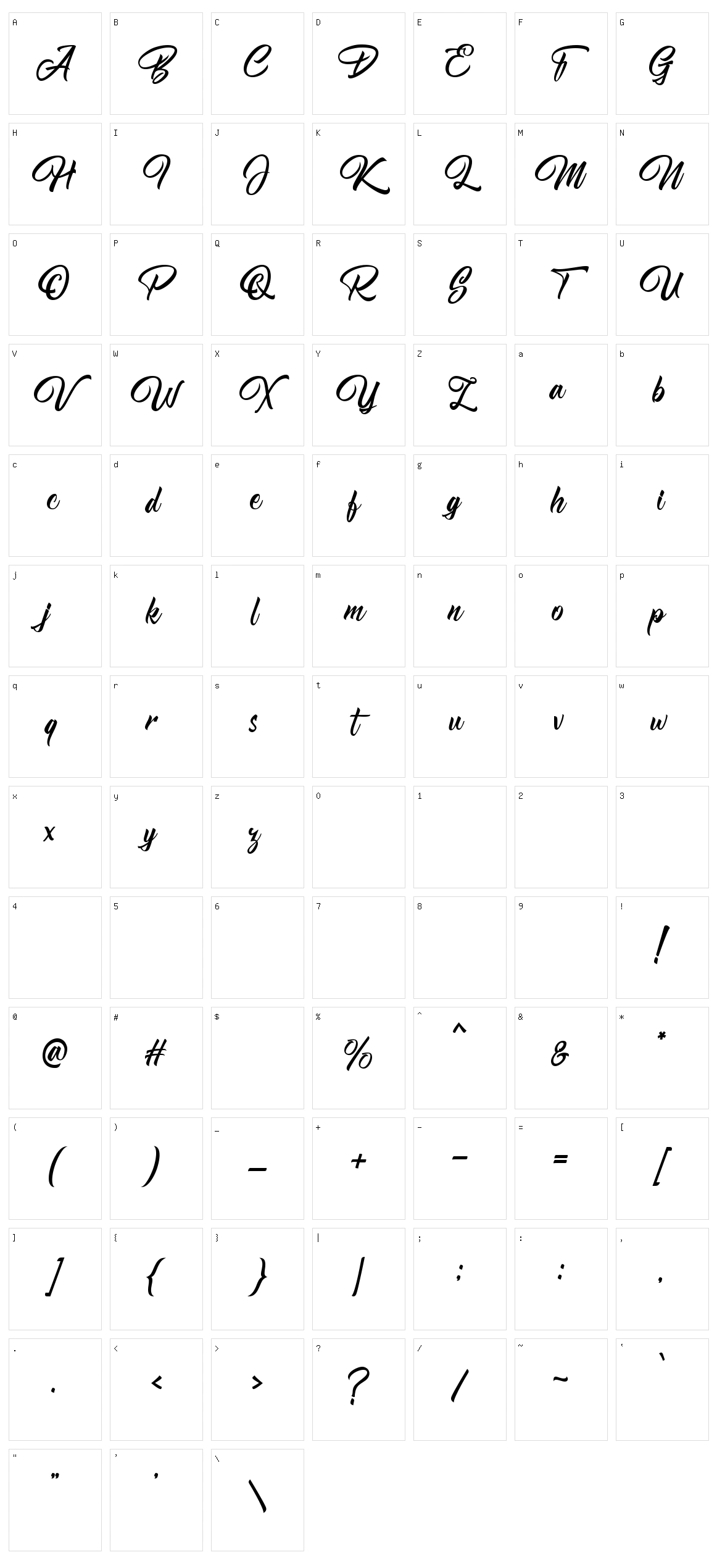Nightfall Script Character Set