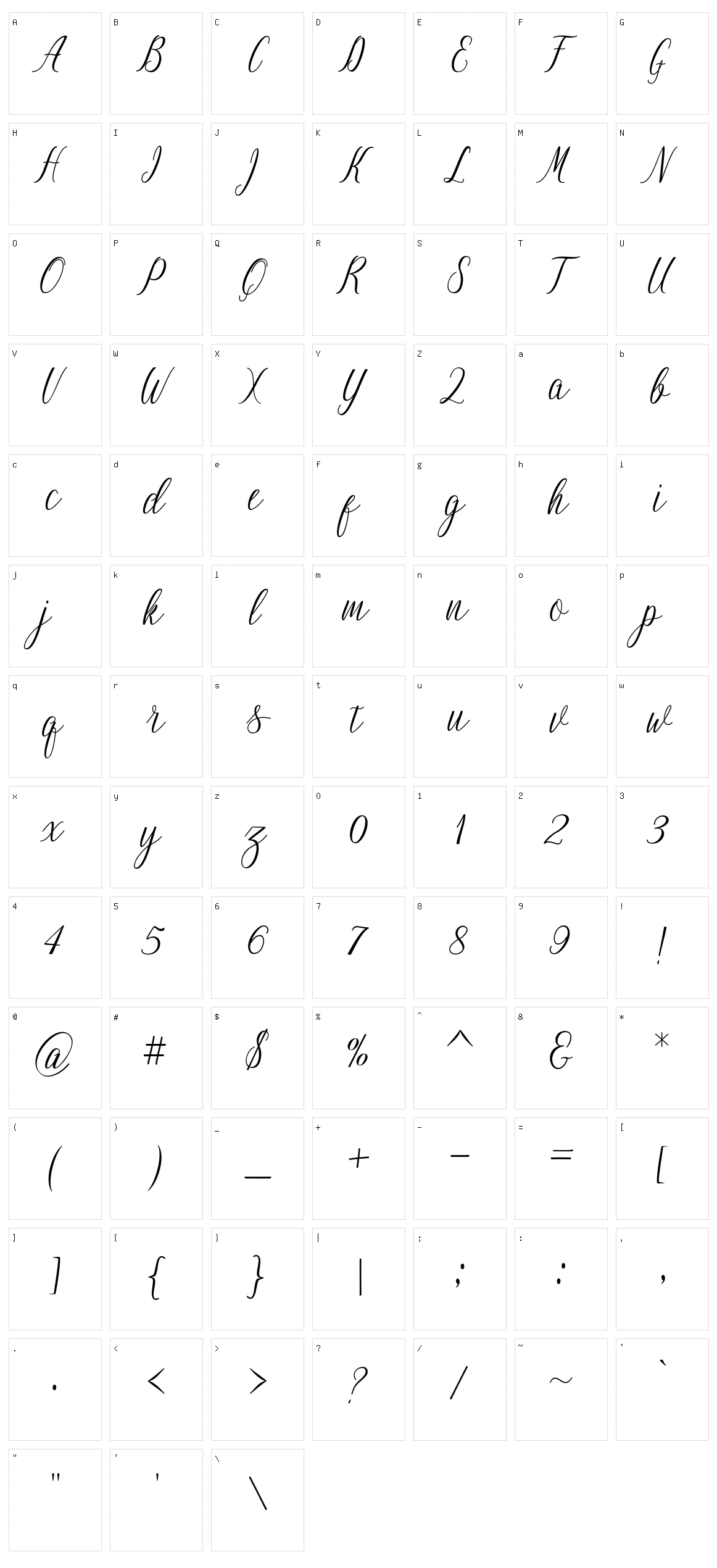 Nightingale Script Character Set