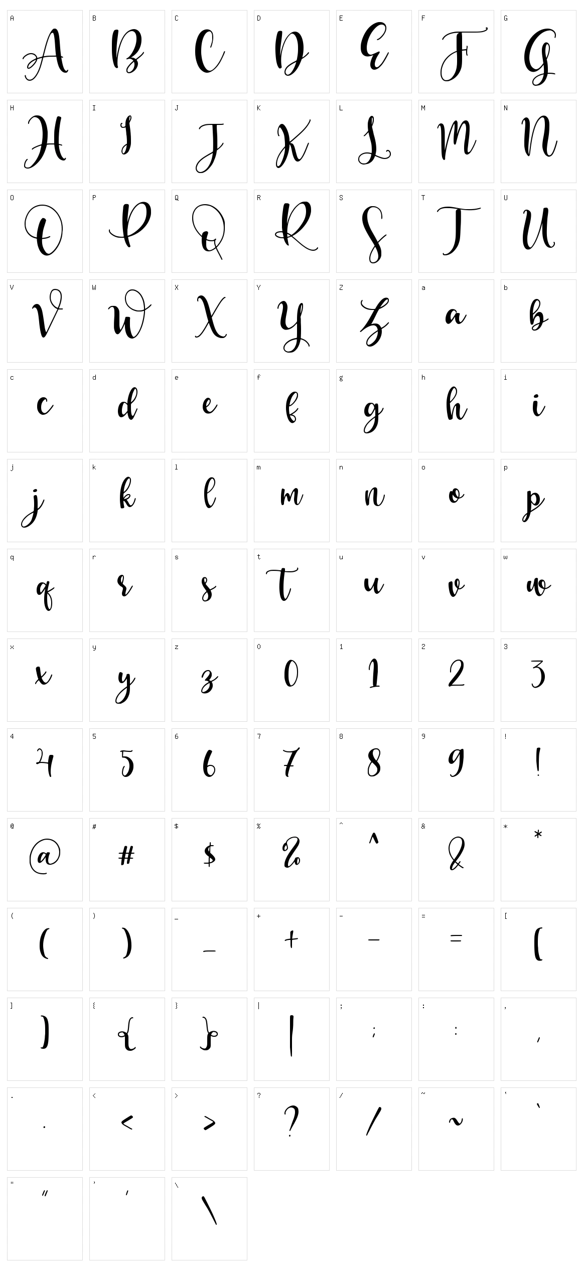 Olivia Mirna Character Set