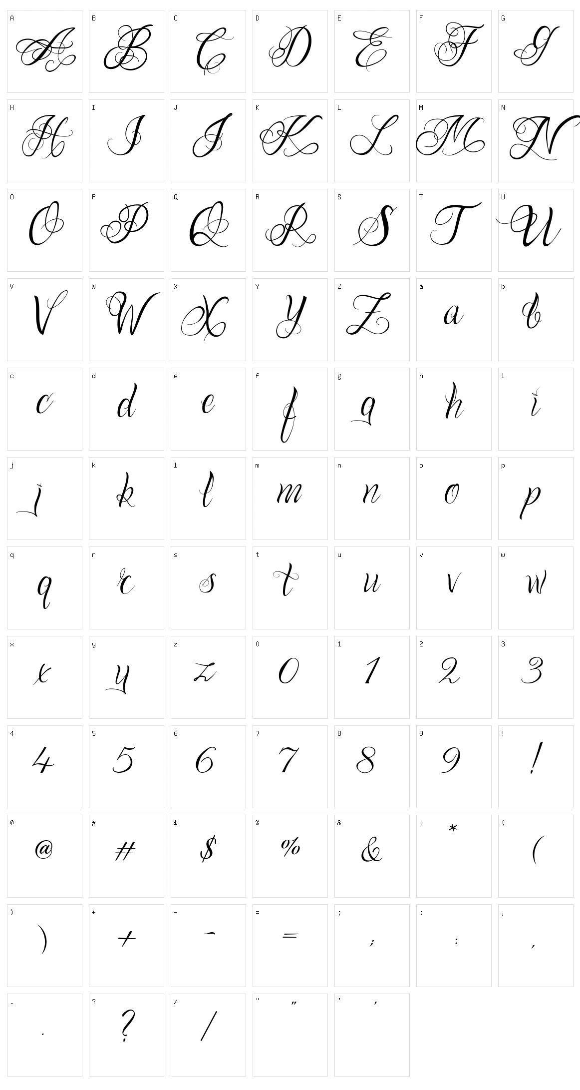 One Chance Script Character Set