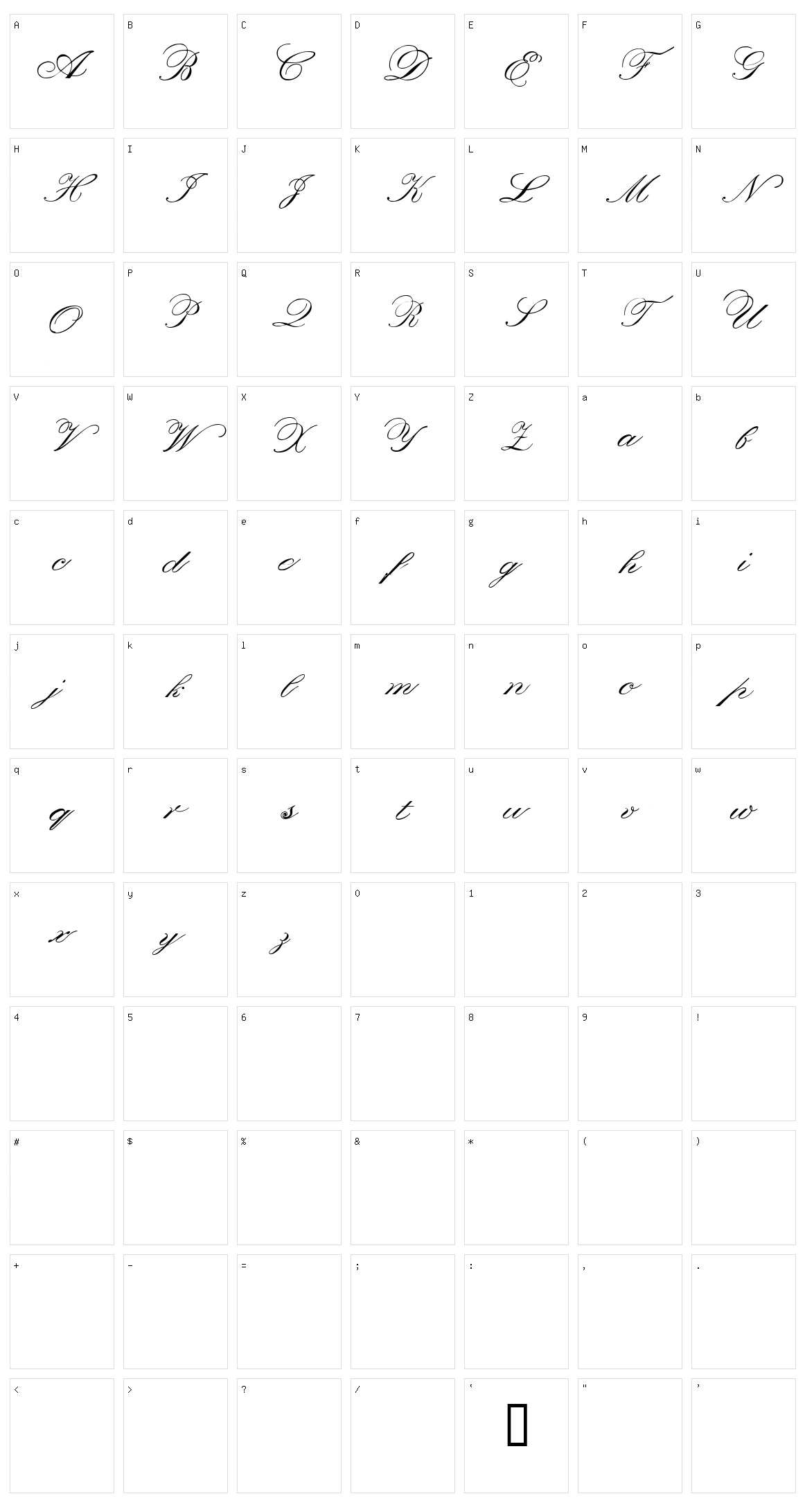 Orphiel Character Set