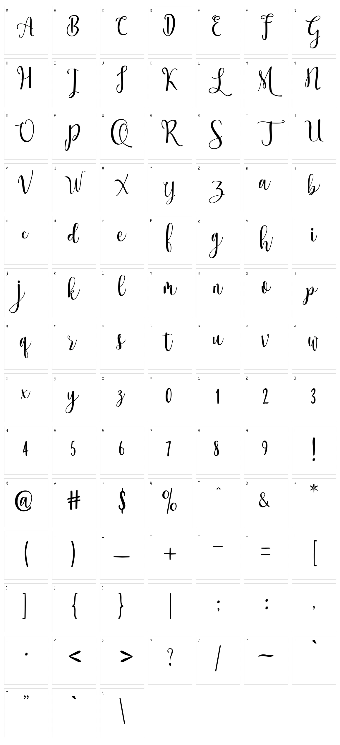 Ossellany Script Character Set