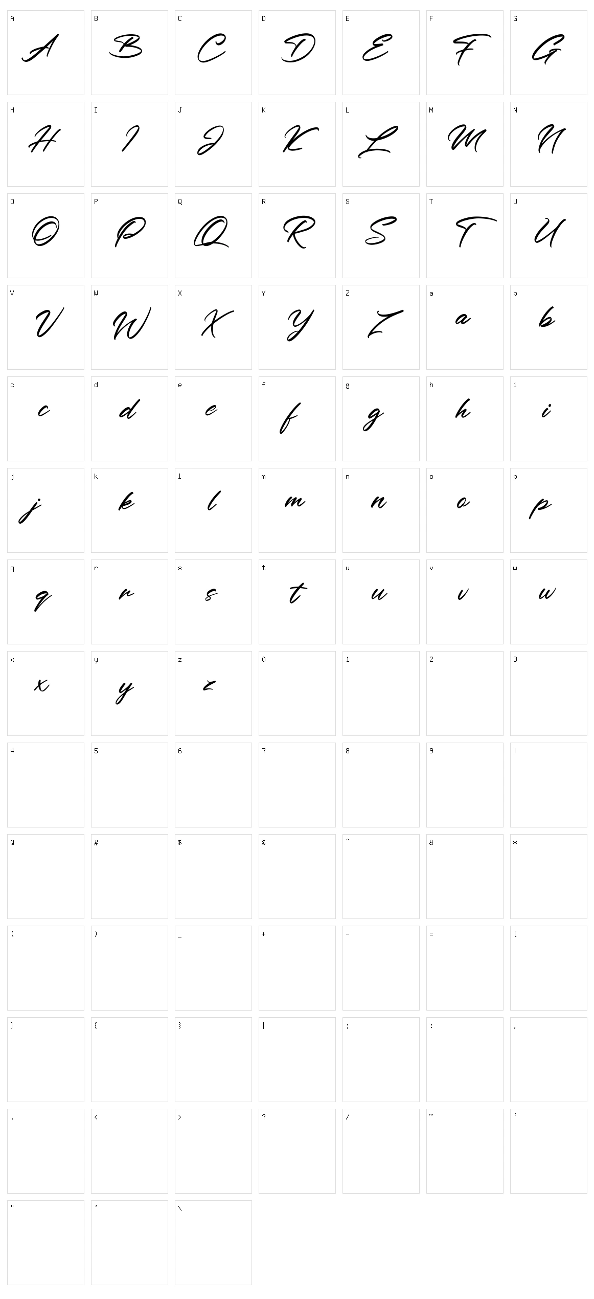 Outeris Character Set