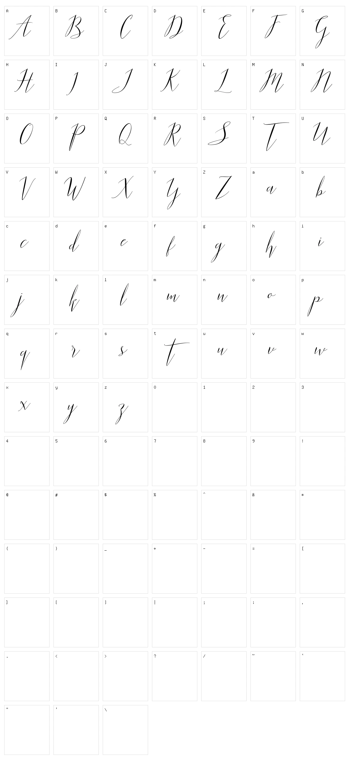 Parlinttons Script Character Set